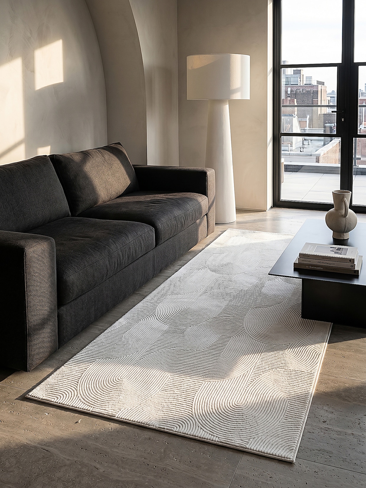Läufer Kurzflor Weiß 80x300 cm - DALAR Kadima Design