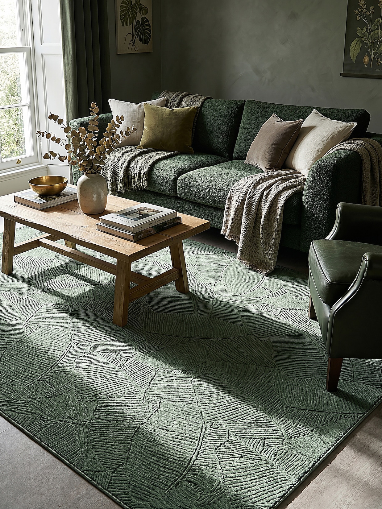 Teppich Kurzflor Waldgrün 140x200 cm - DALAR Kadima Design