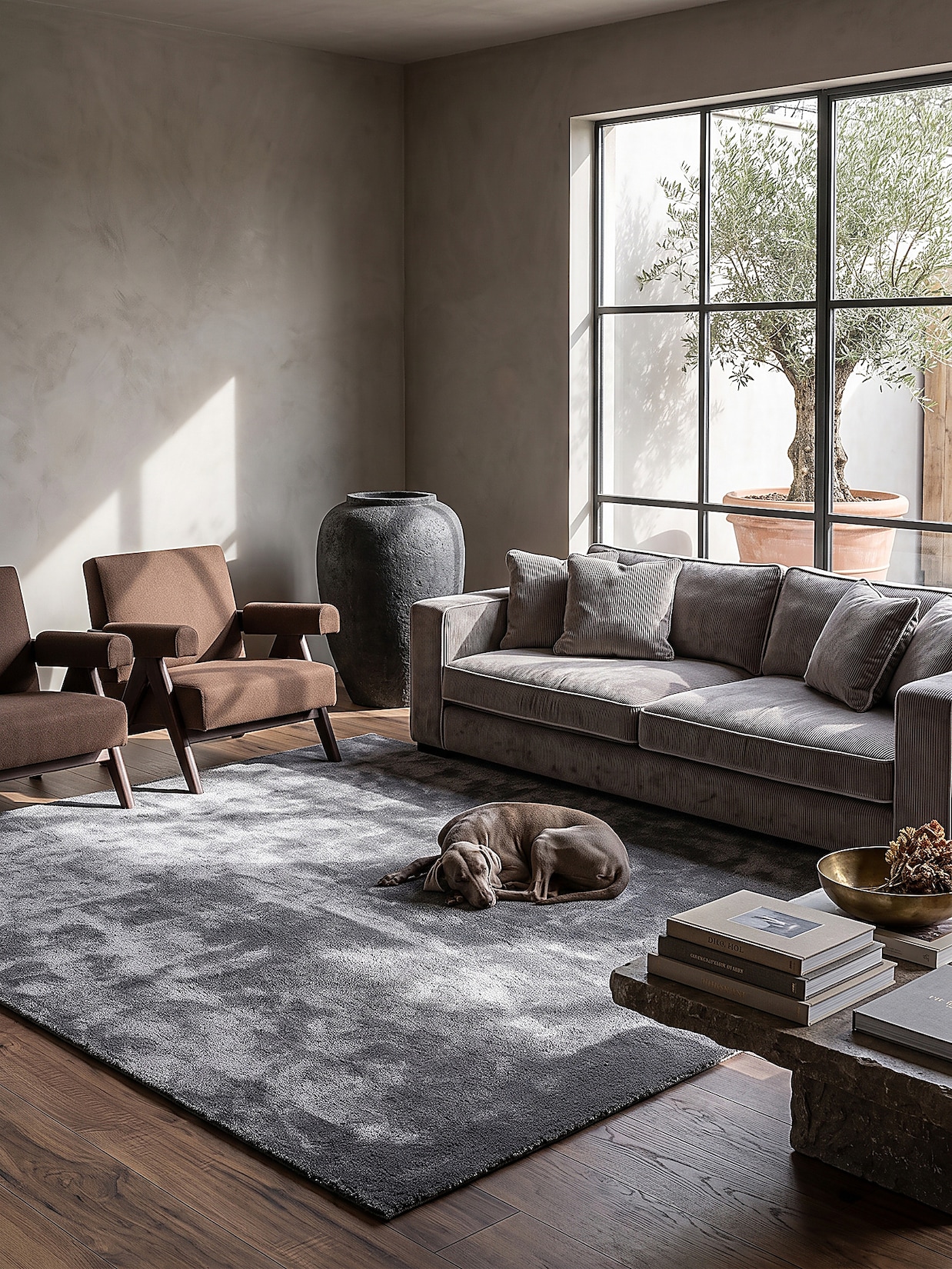 Teppich Hochflor Anthrazit 240x240 cm - ALDAN Kadima Design
