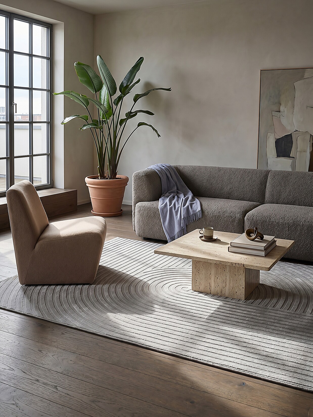 Teppich Kurzflor Grau 240x340 cm - ERESMA Kadima Design