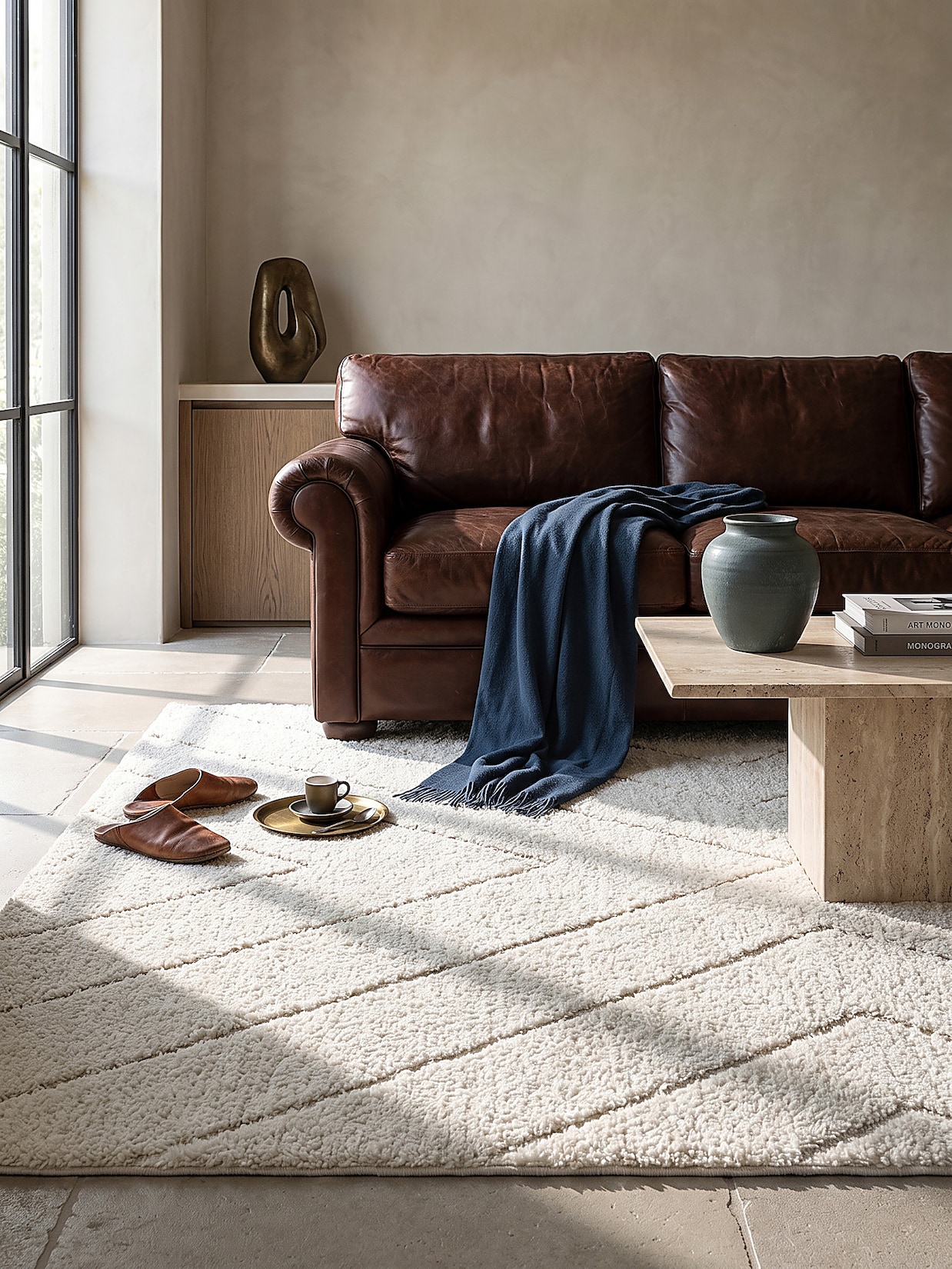 Shaggy-Teppich Polypropylen Creme 140x200 cm - ATRIO Kadima Design