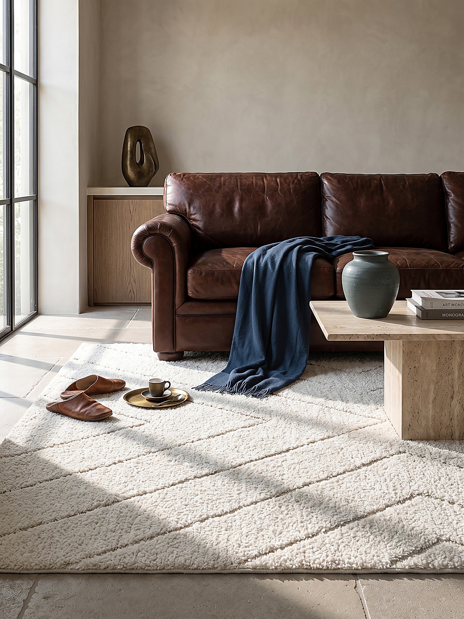 Shaggy-Teppich Polypropylen Creme 160x230 cm - ATRIO | Kadima Design 