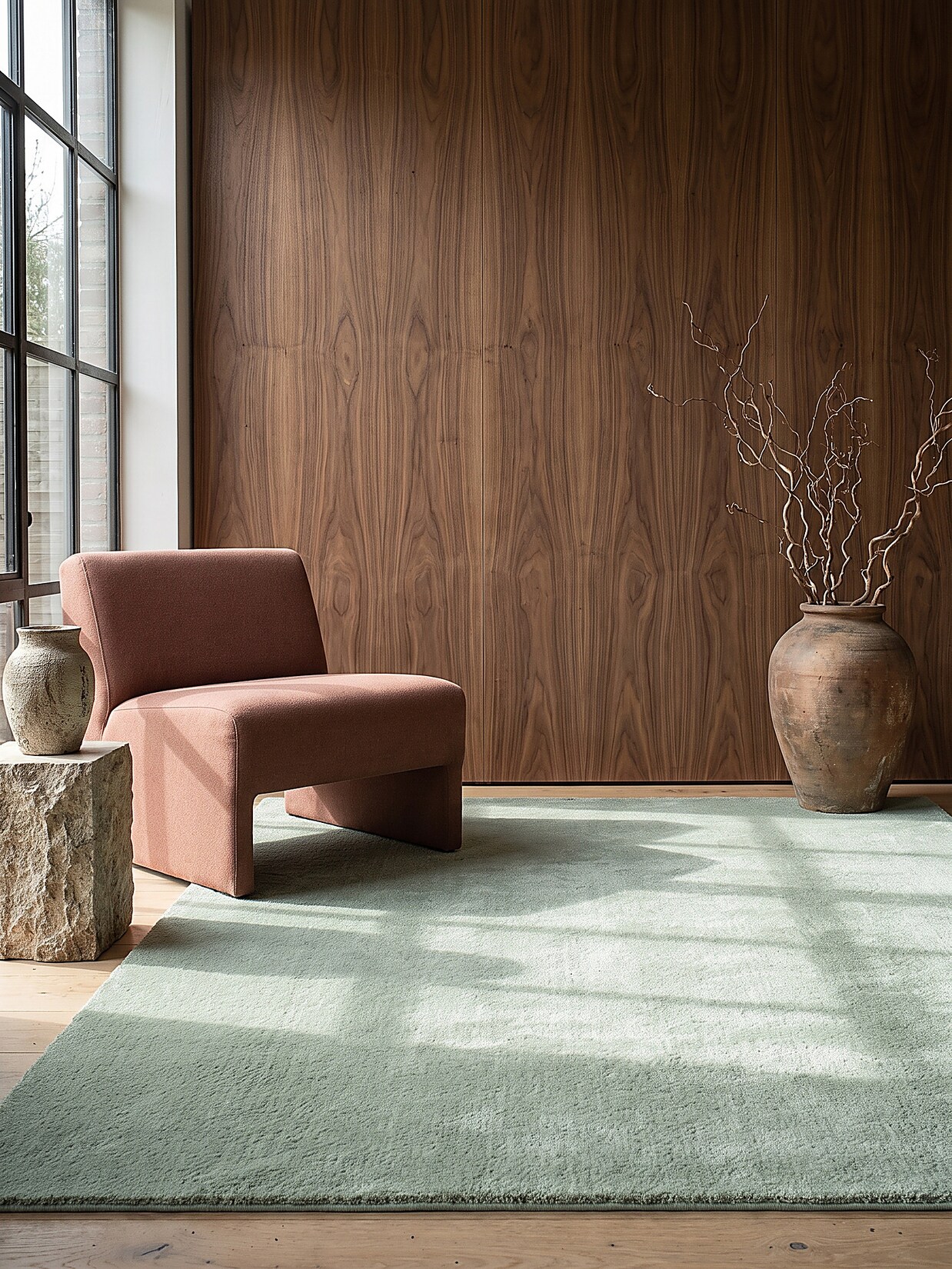 Teppich Hochflor Grün 300x400 cm - ALDAN Kadima Design
