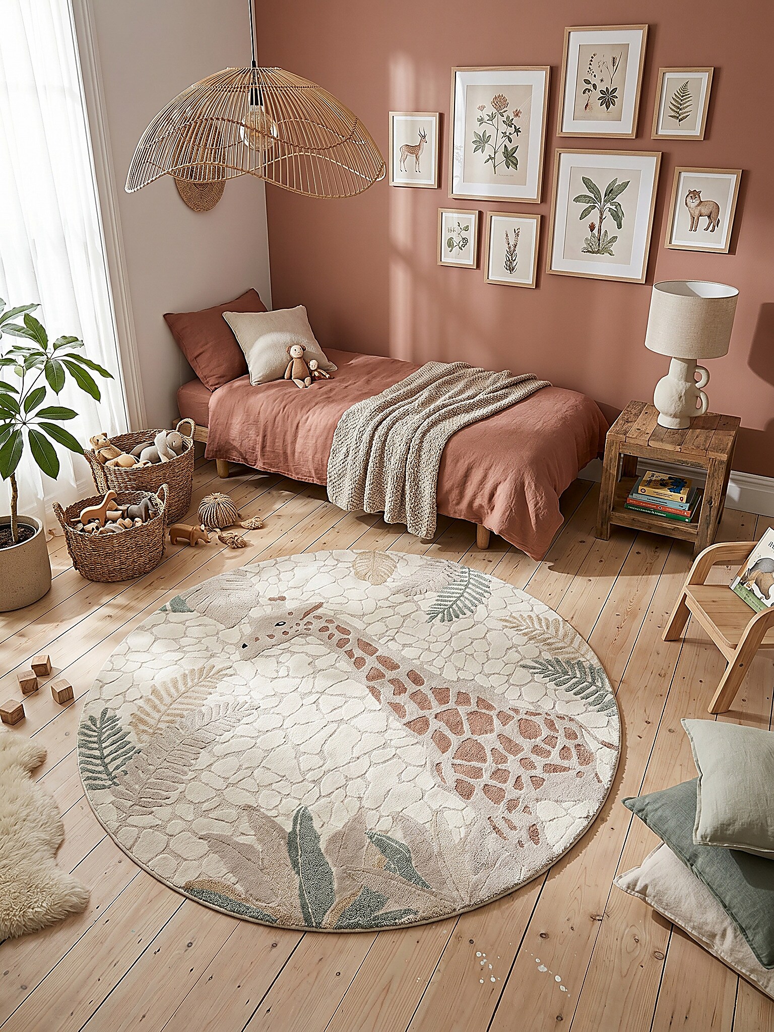 Kinderteppich Kurzflor Creme 120x120 cm - VELT | Kadima Design 