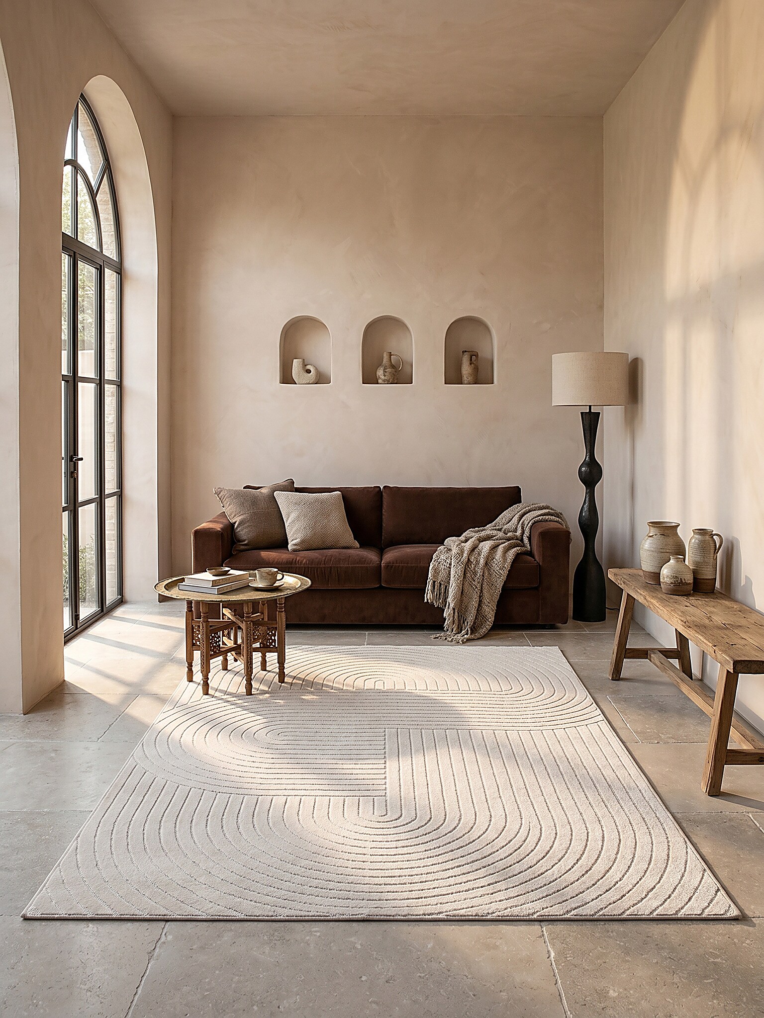 Outdoor-Teppich Niederflor Creme 120x160 cm - MEZEN