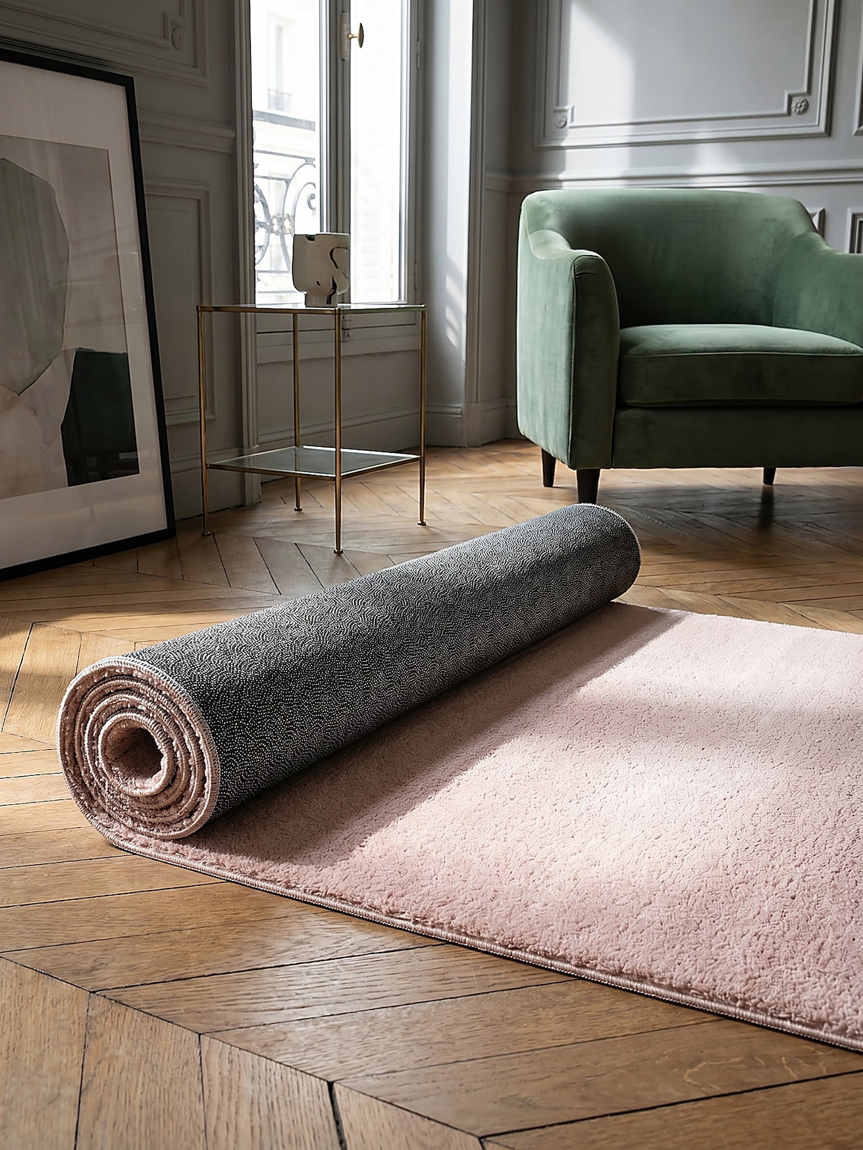 Läufer Hochflor Puderrosa 80x300 cm - ALDAN Kadima Design