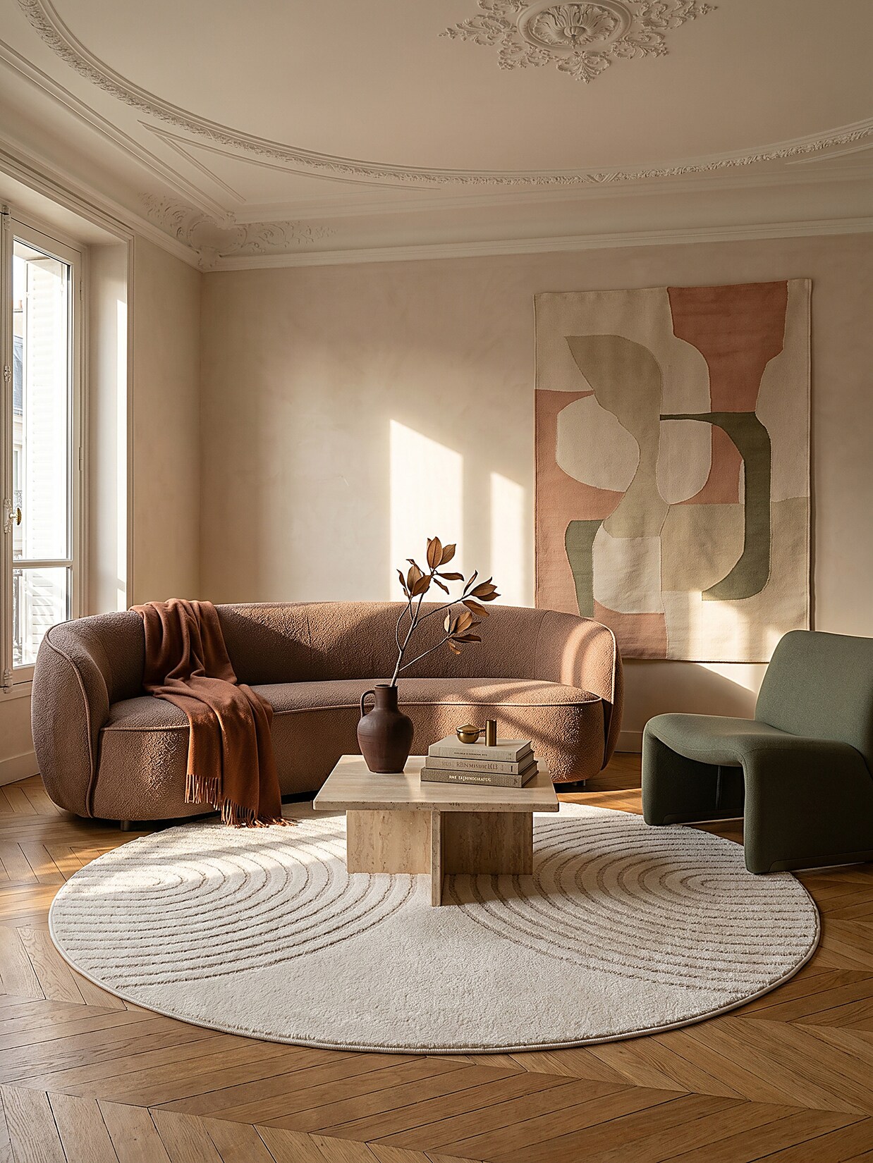 Teppich Kurzflor Creme 120x120 cm - MUOTA Kadima Design