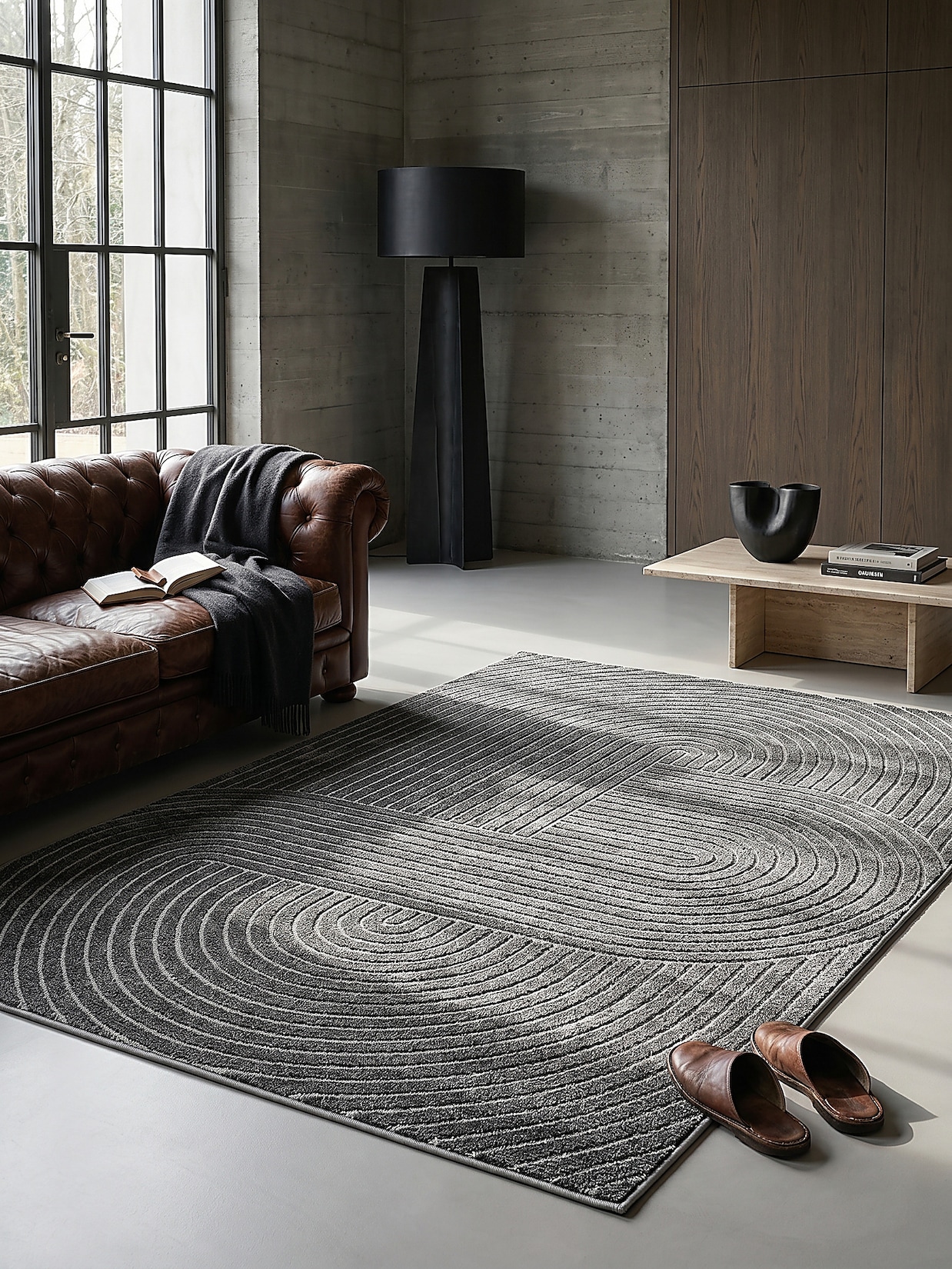 Outdoor-Teppich Niederflor Anthrazit 240x340 cm - MEZEN Kadima