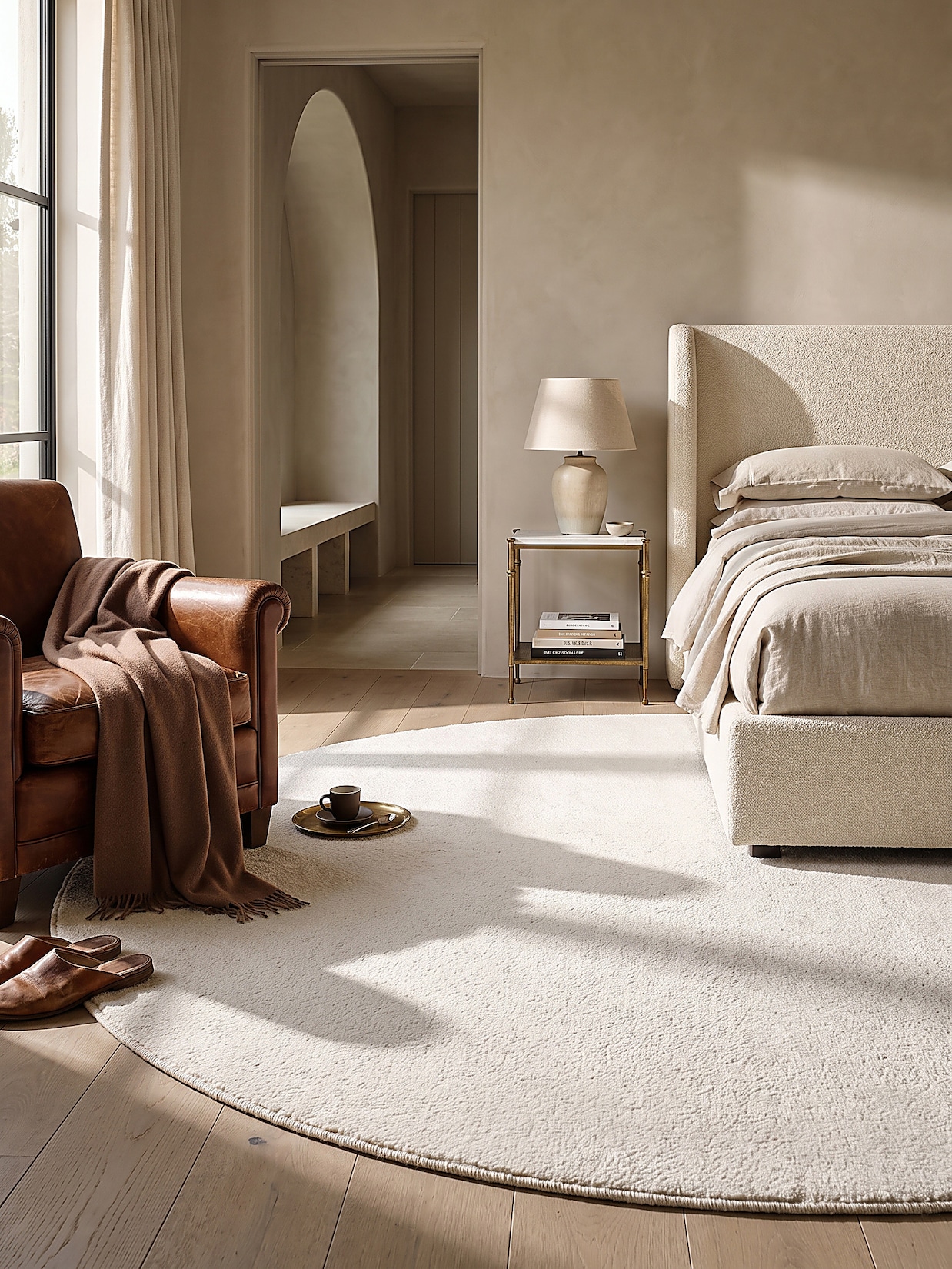 Teppich Hochflor Creme 120x120 cm - ALDAN Kadima Design