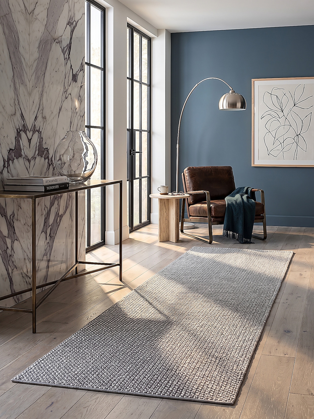 Läufer Kurzflor Grau 80x150 cm - STURA Kadima Design