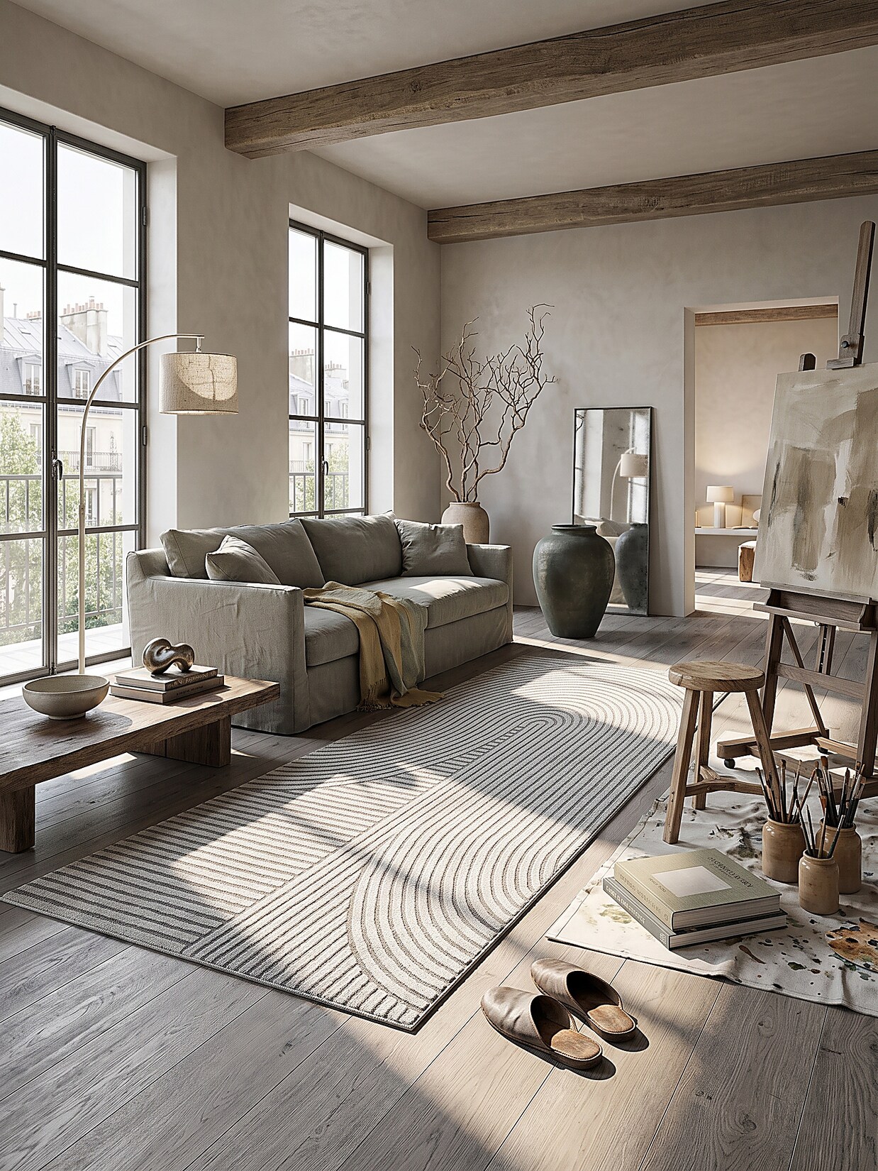 Läufer Kurzflor Grau 80x150 cm - CETINA Kadima Design