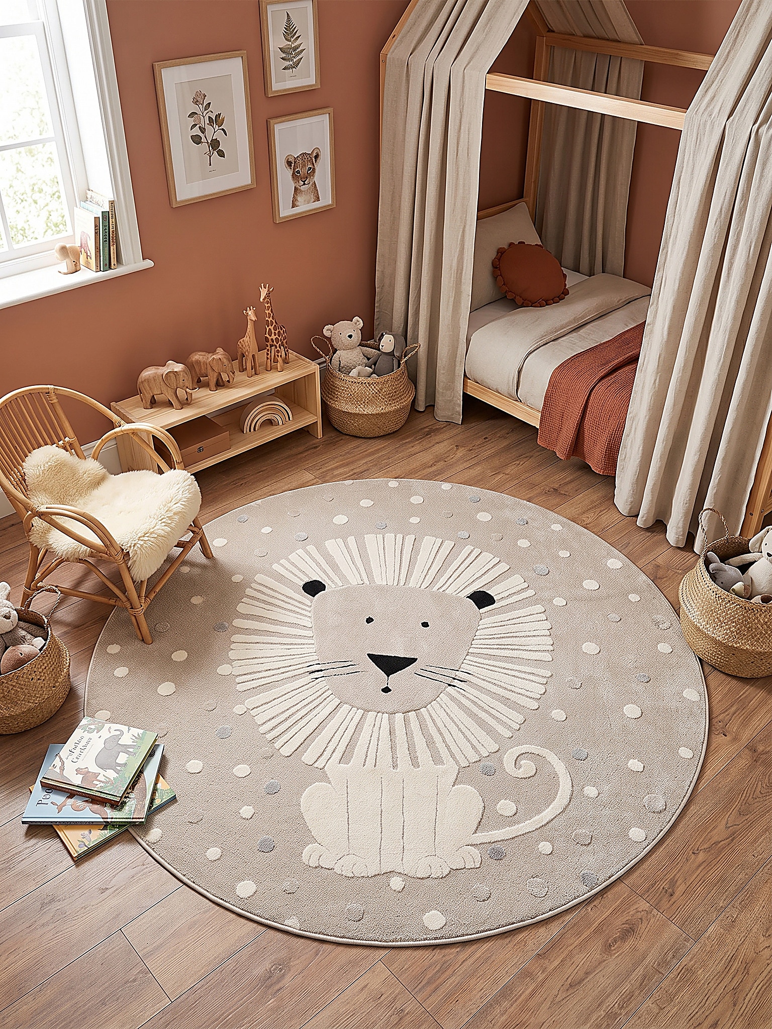 Kinderteppich Kurzflor Beige 120x120 cm - VELT | Kadima Design 