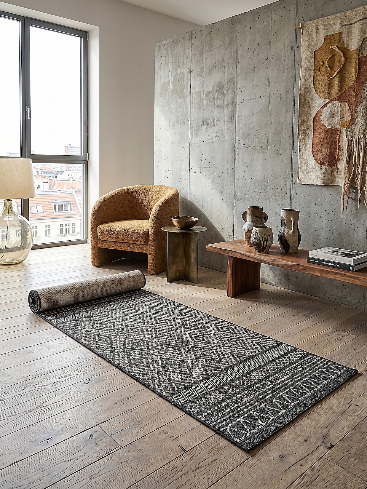 Läufer Flachgewebe Anthrazit 80x150 cm - ESERA Kadima Design