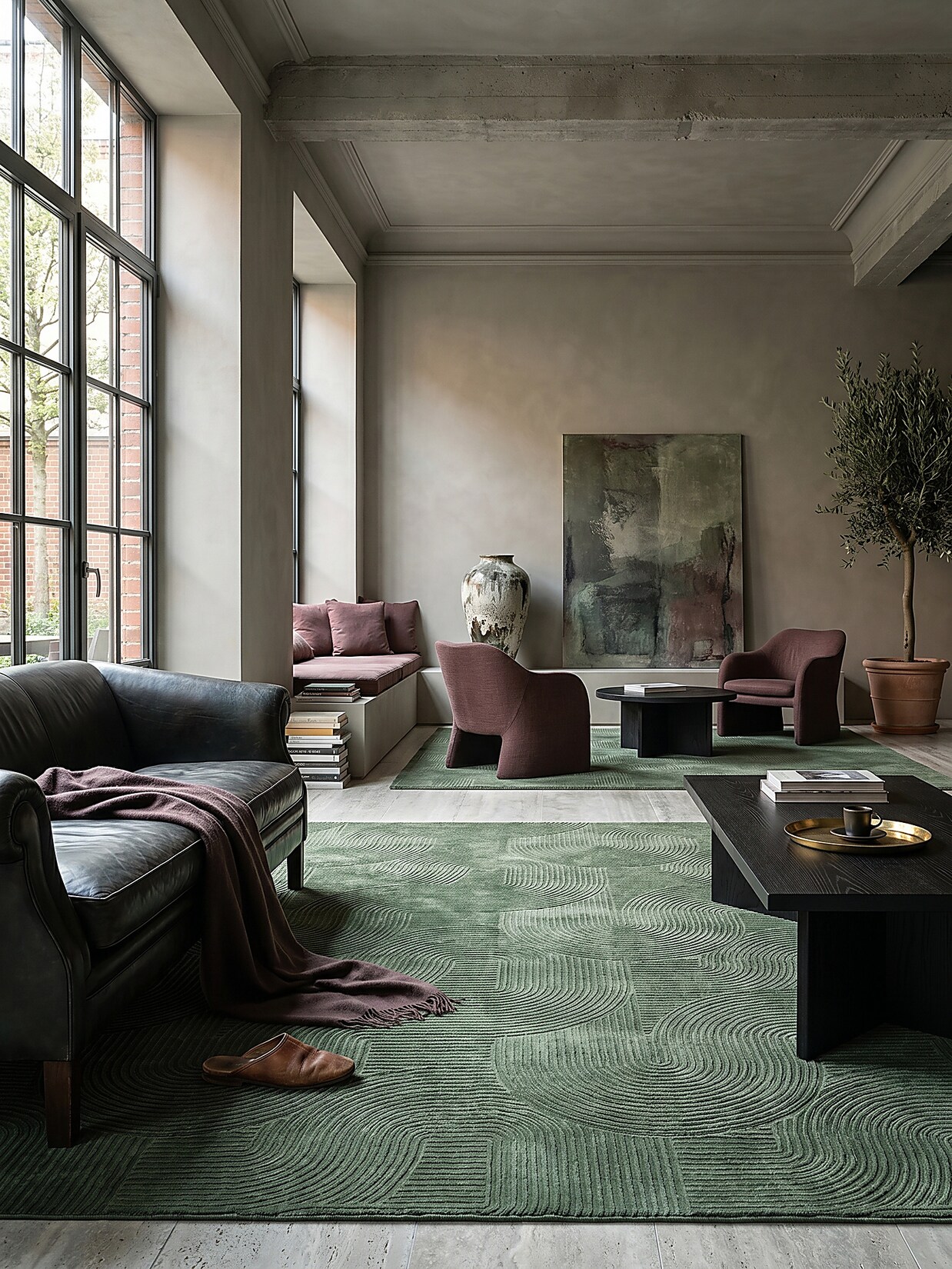Teppich Kurzflor Waldgrün 140x200 cm - DALAR   Kadima Design