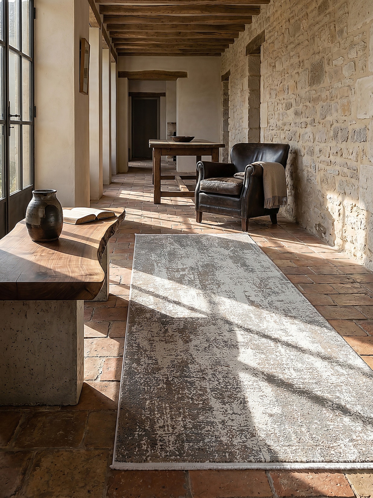 Läufer Kurzflor Beige 80x300 cm - VARA Kadima Design