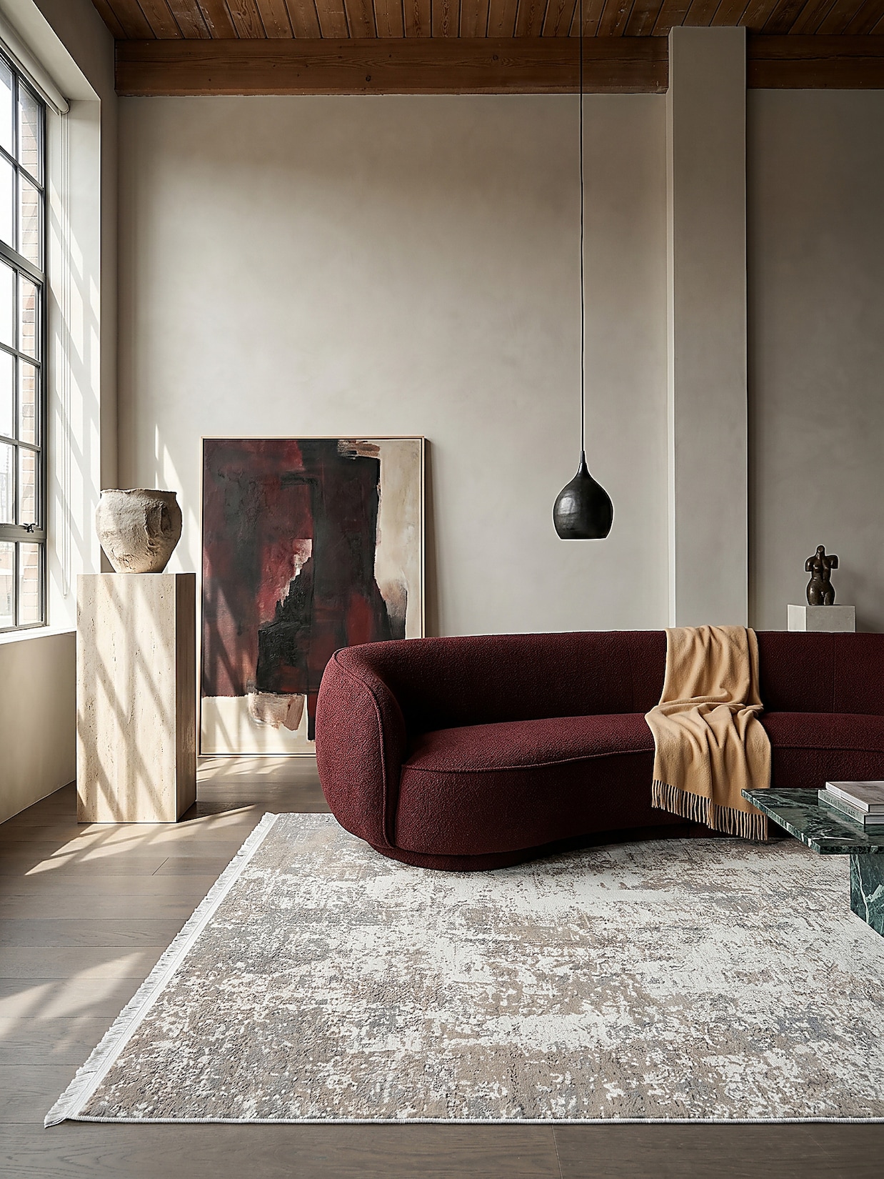 Teppich Kurzflor Beige 200x290 cm - VARA Kadima Design