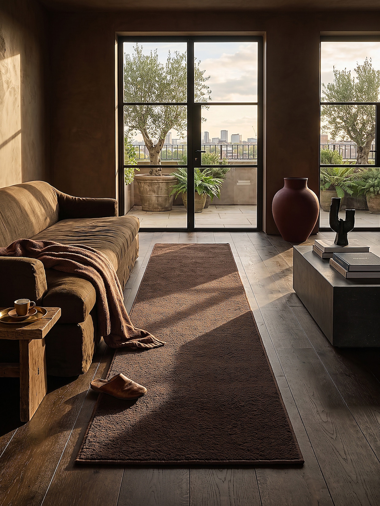 Läufer Hochflor Braun 80x300 cm - ALDAN Kadima Design