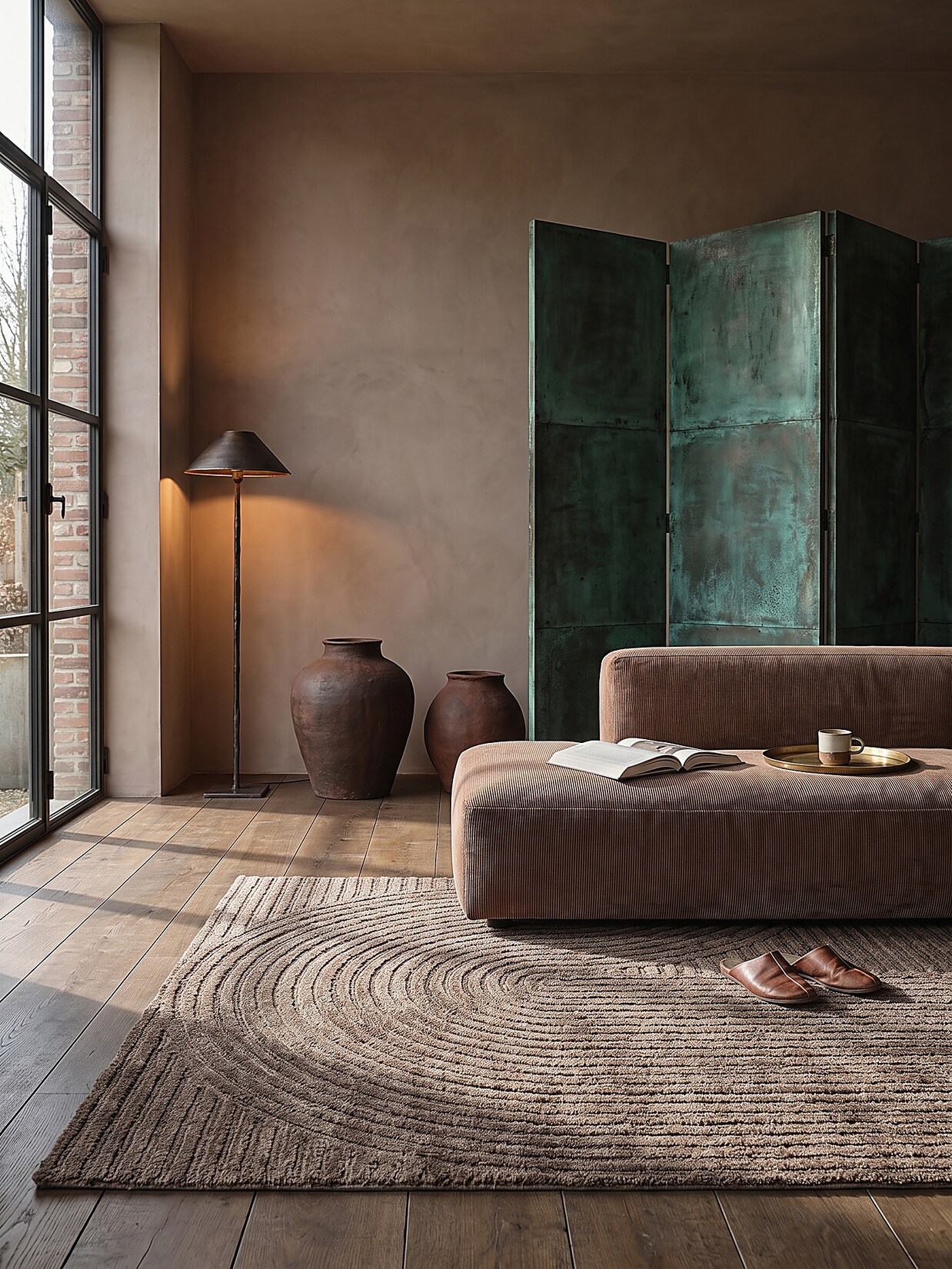 Teppich Kurzflor Braun 160x230 cm - CETINA Kadima Design