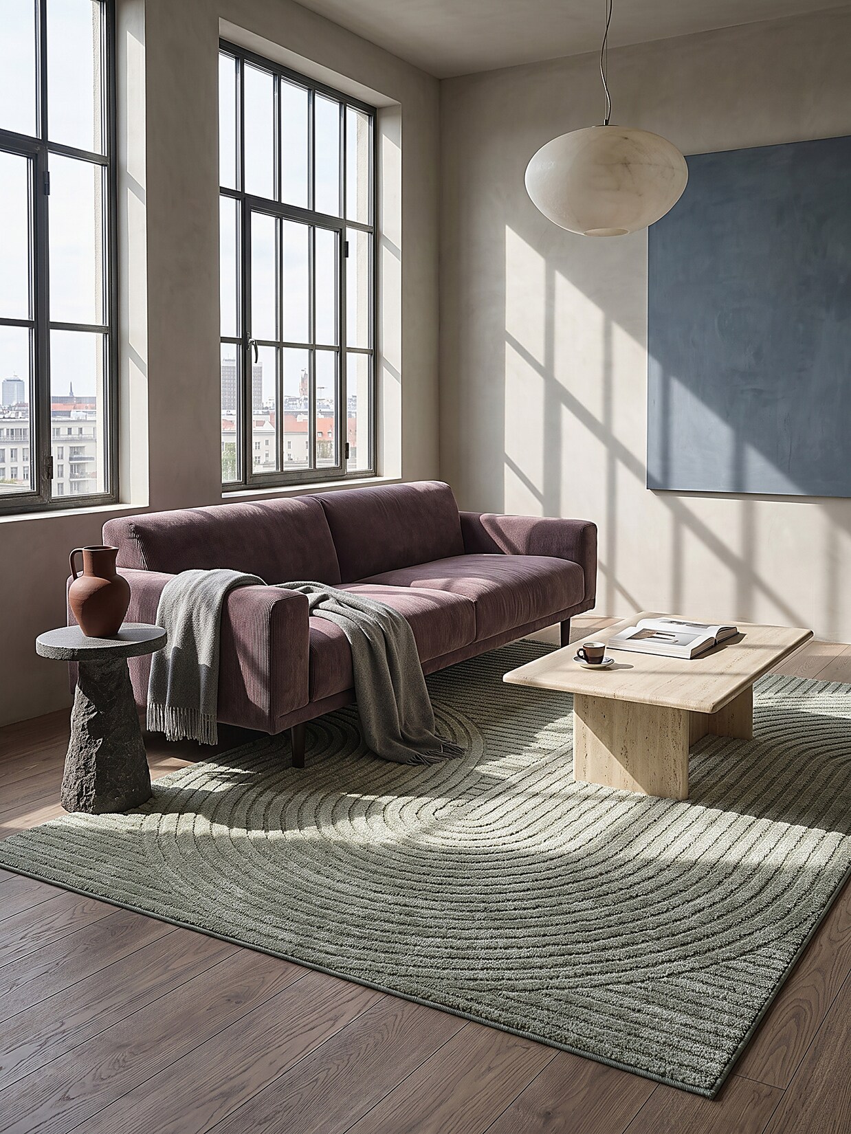 Teppich Kurzflor Grün 200x290 cm - CETINA Kadima Design