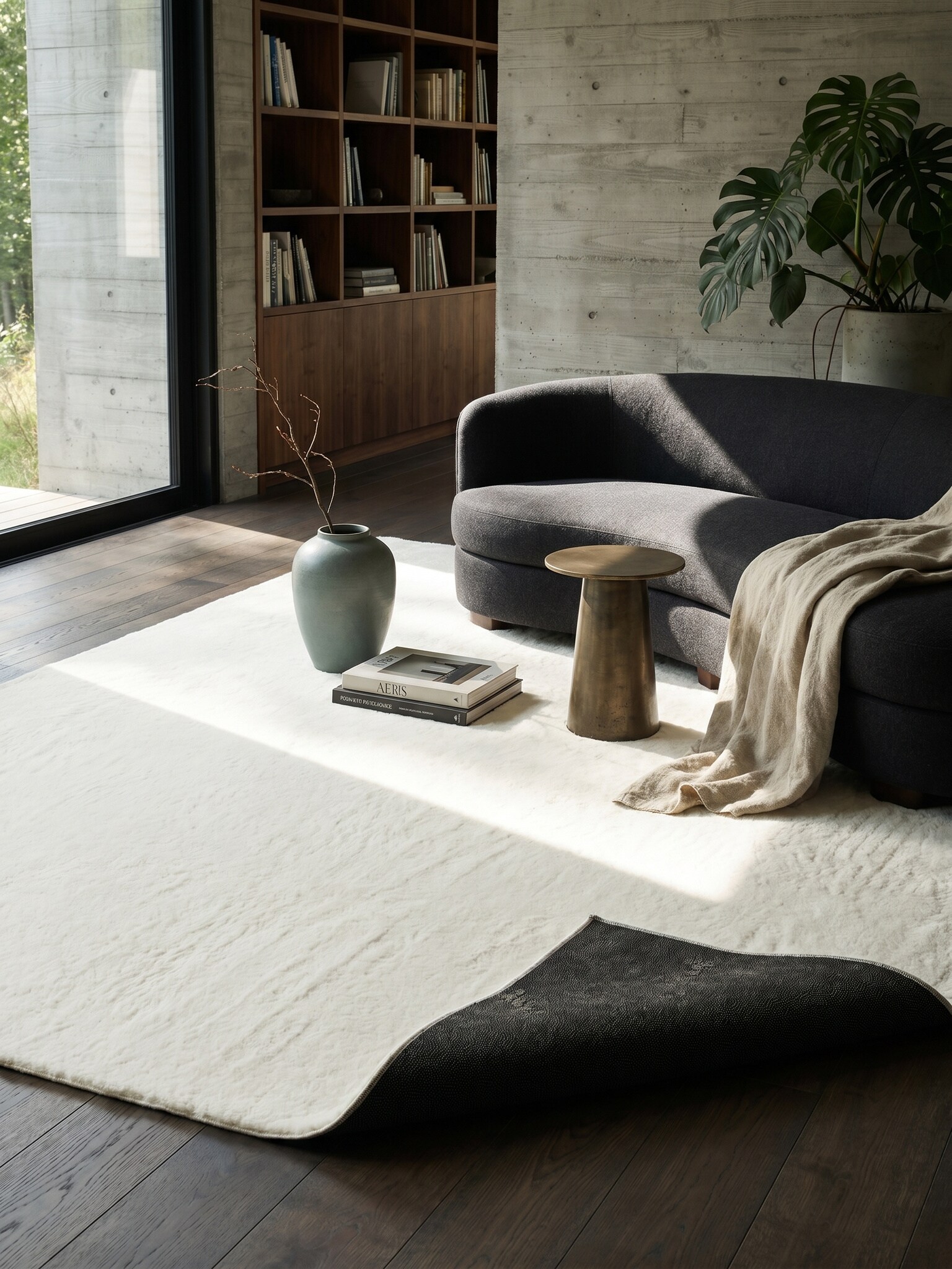 Teppich Kurzflor Creme 300x400 cm - RUTOR