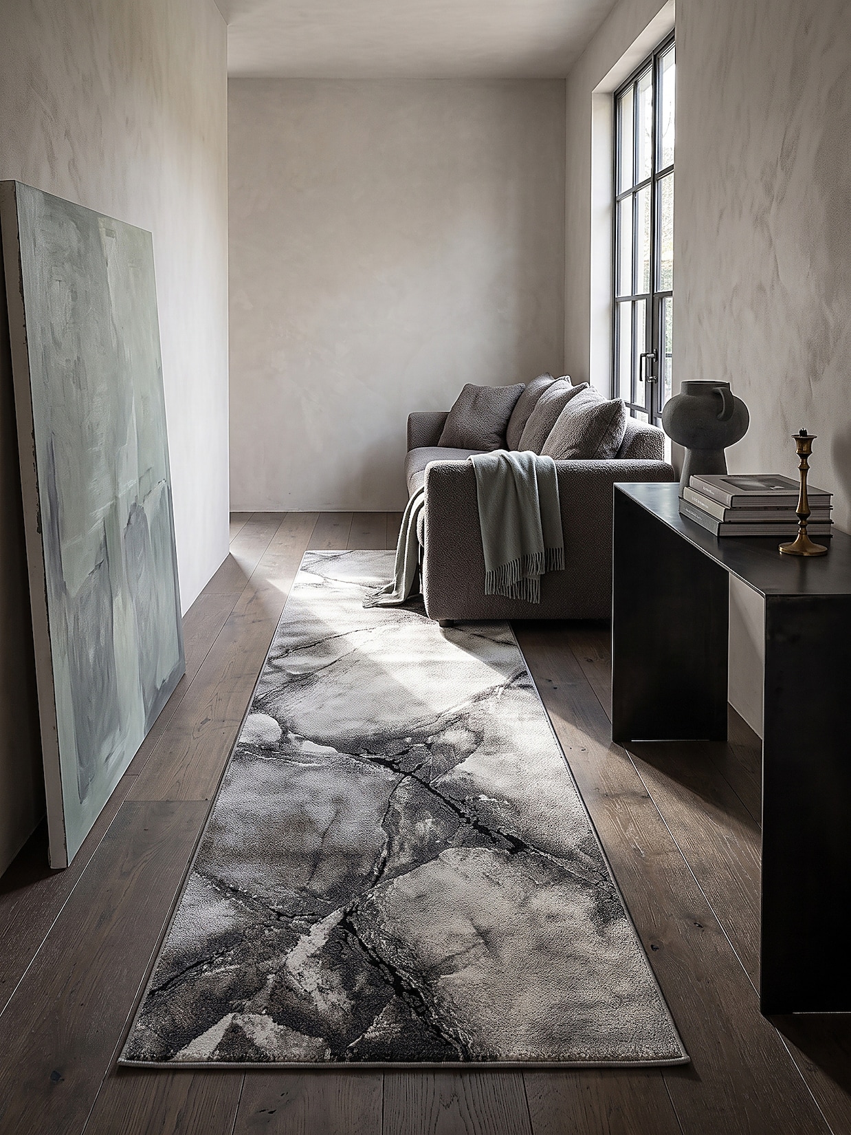 Läufer Kurzflor Grau 80x150 cm - OGLIO Kadima Design
