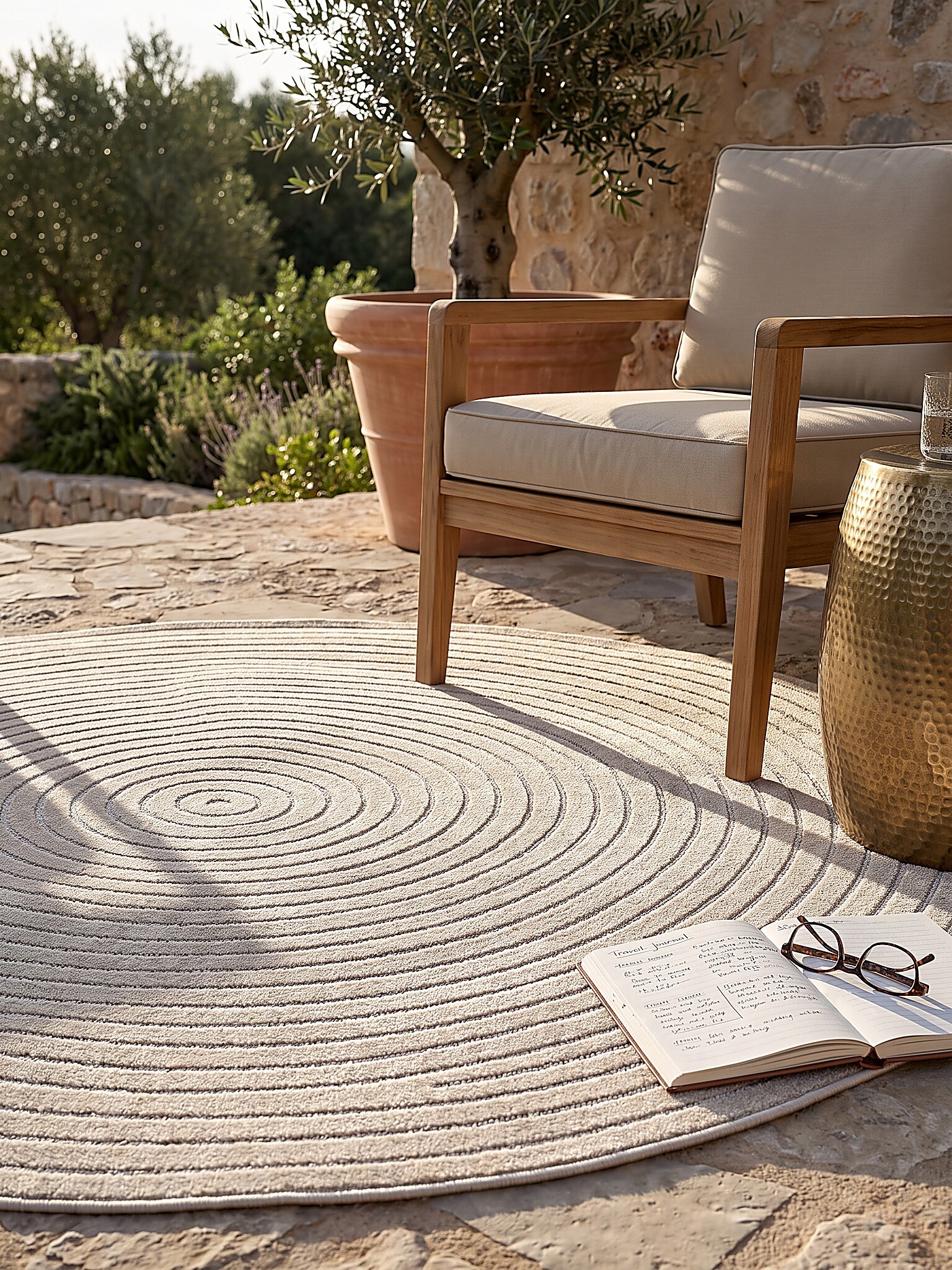 Outdoor-Teppich Niederflor Beige 120x120 cm - MEZEN | Kadima Design 