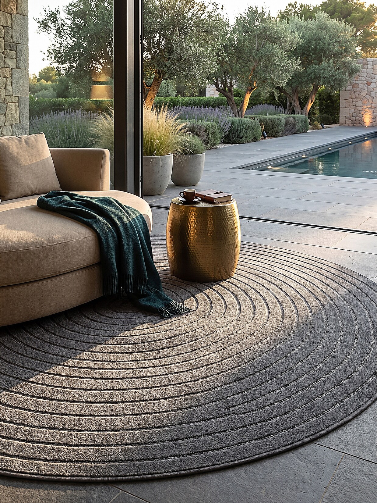 Outdoor-Teppich Niederflor Anthrazit 160x160 cm - MEZEN Kadima