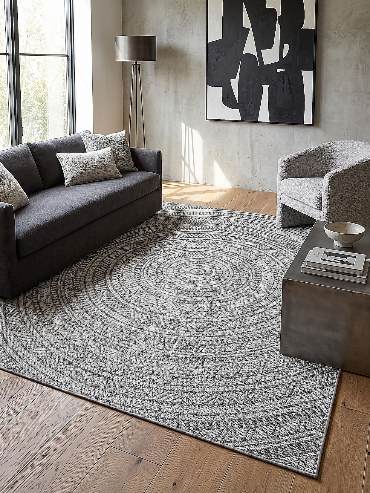 Flachgewebe-Teppich Polypropylen Anthrazit 140x200 cm - BORNO Kadima