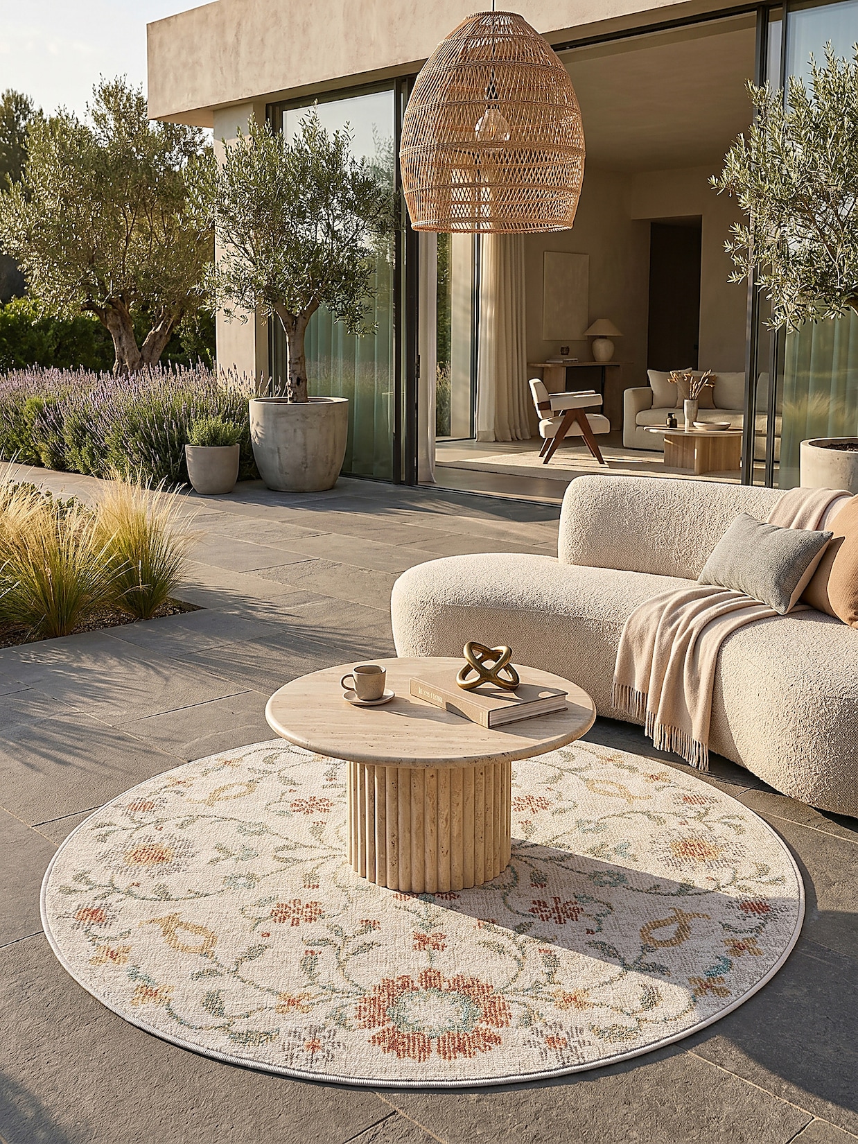 Outdoor-Teppich Niederflor Creme 120x120 cm - LIMMAT Kadima Design