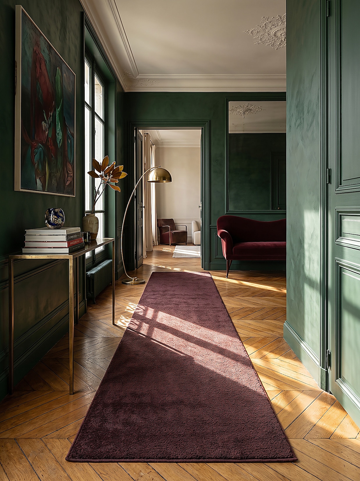 Läufer Hochflor Bordeauxrot 80x150 cm - ALDAN Kadima Design