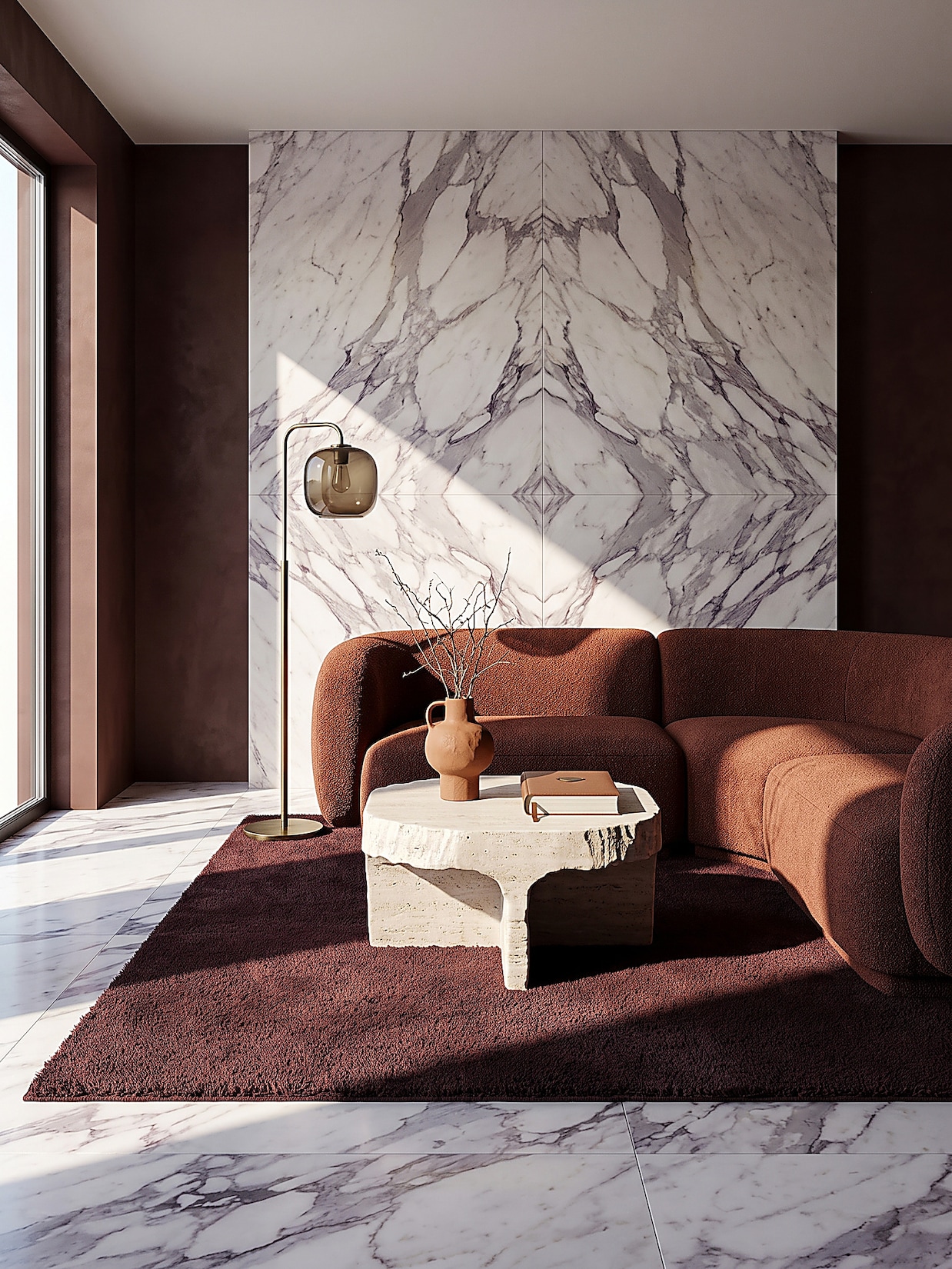Teppich Hochflor Bordeauxrot 140x200 cm - ALDAN Kadima Design