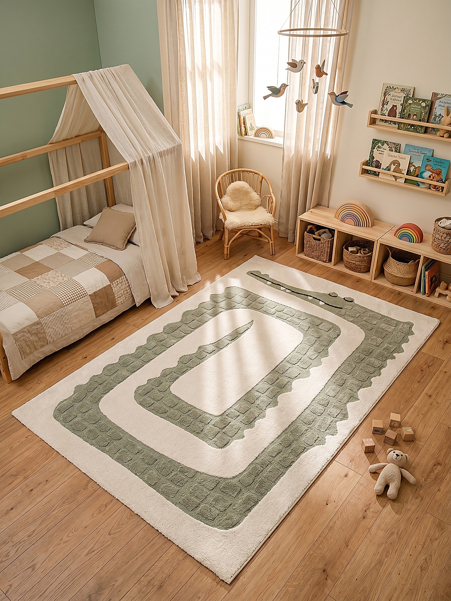 Kinderteppich Kurzflor Creme 140x200 cm - VELT | Kadima Design 