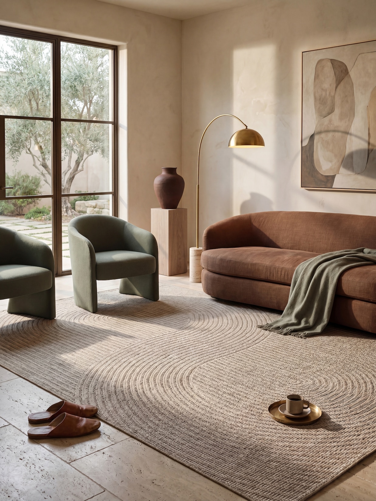Flachgewebe-Teppich Polypropylen Beige 200x280 cm - BORNO Kadima