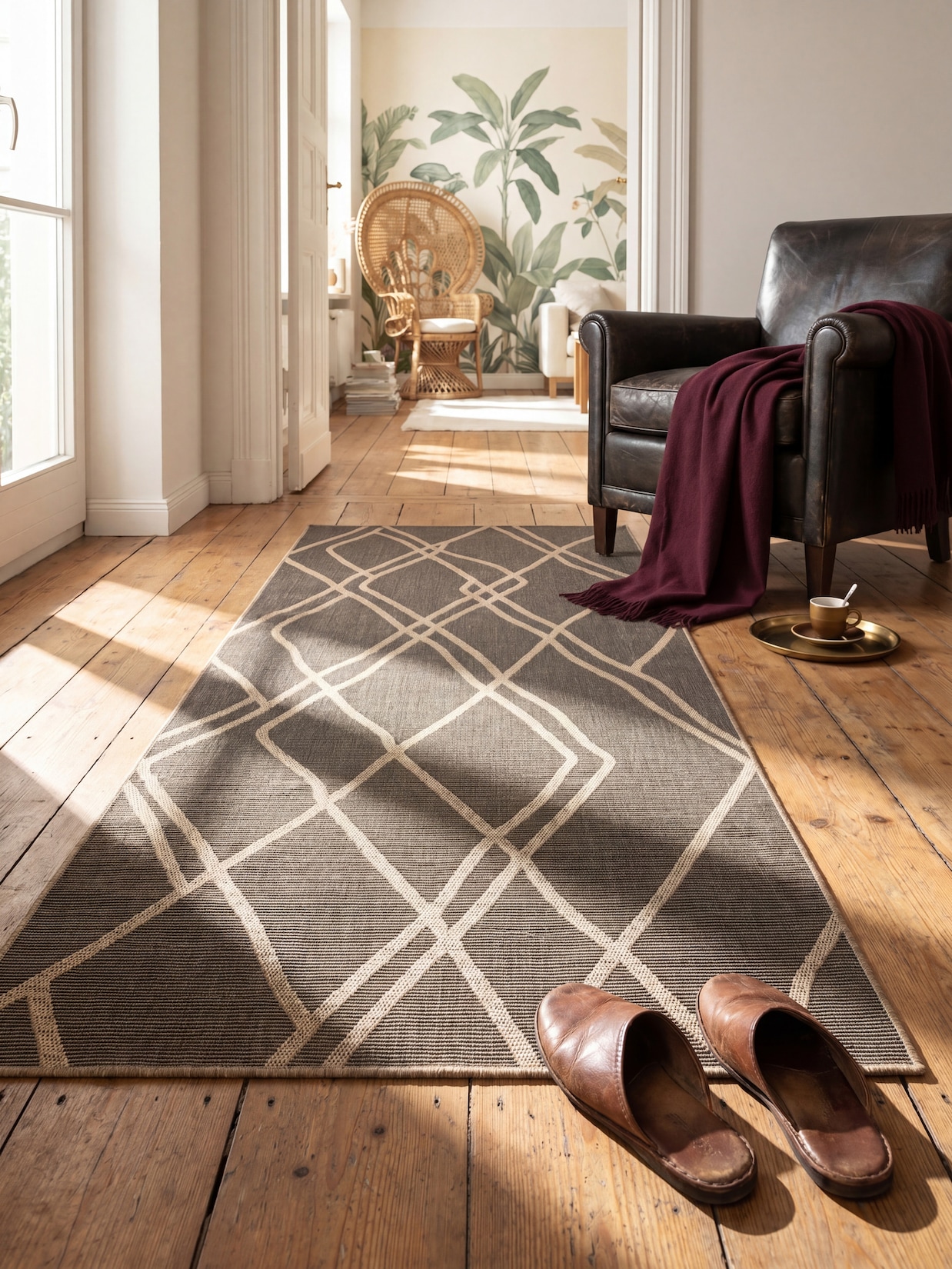 Läufer Flachgewebe Schwarz 80x150 cm - BORNO Kadima Design