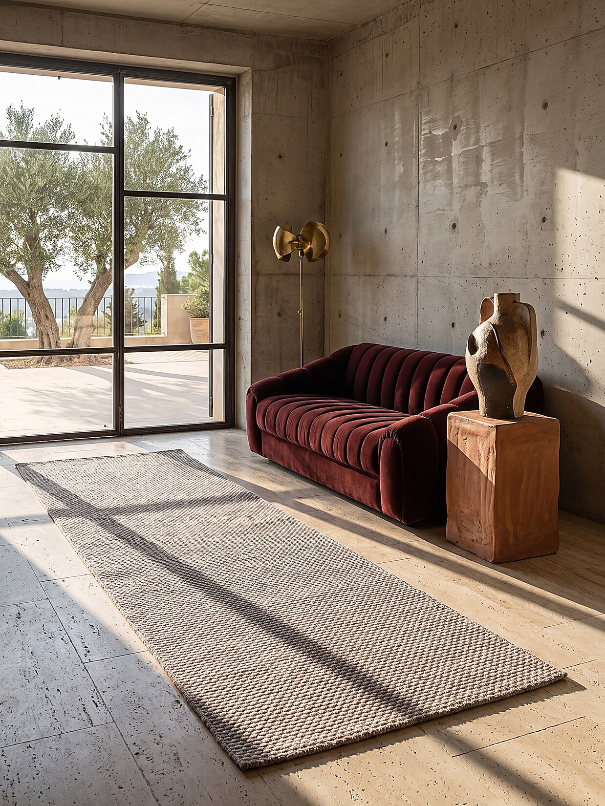 Läufer Flachgewebe Taupe 80x250 cm - BROYE Kadima Design