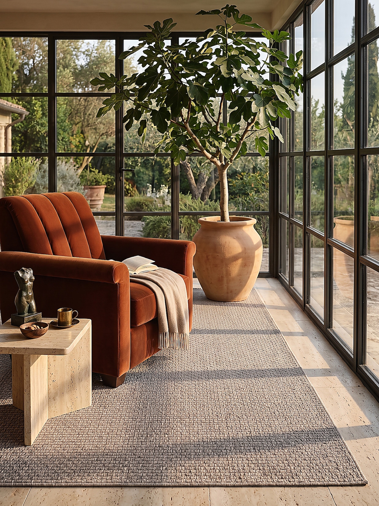 Flachgewebe-Teppich Polypropylen Taupe 200x290 cm - BROYE Kadima