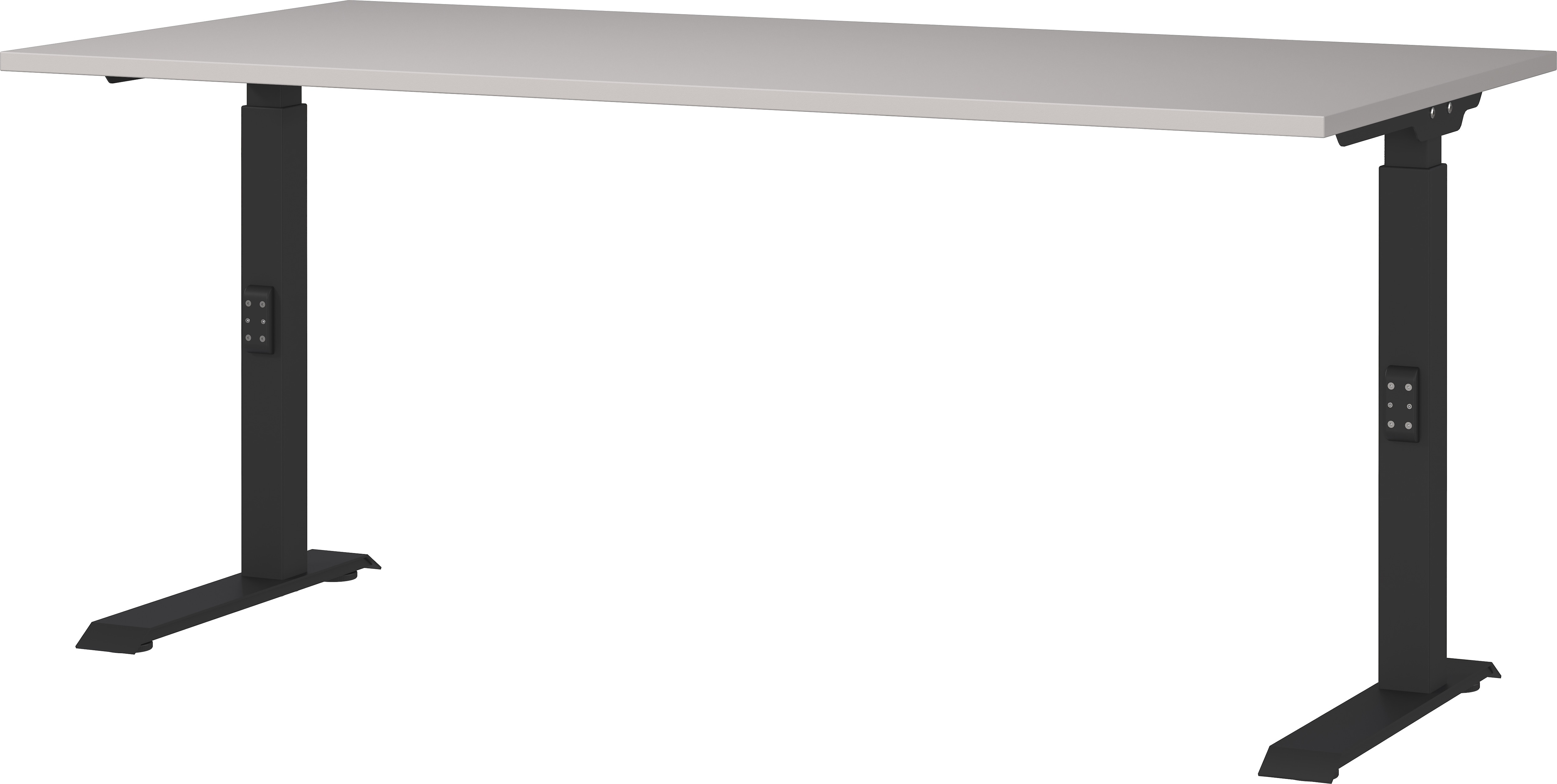 Schreibtisch h&ouml;heneinstellbar 68-91 cm | Greige/Schwarz 160x80cm | C-Fu&szlig; B&uuml;rotisch Ergonomisch | Made in Germany | "Stuttgart" Kadima Design 