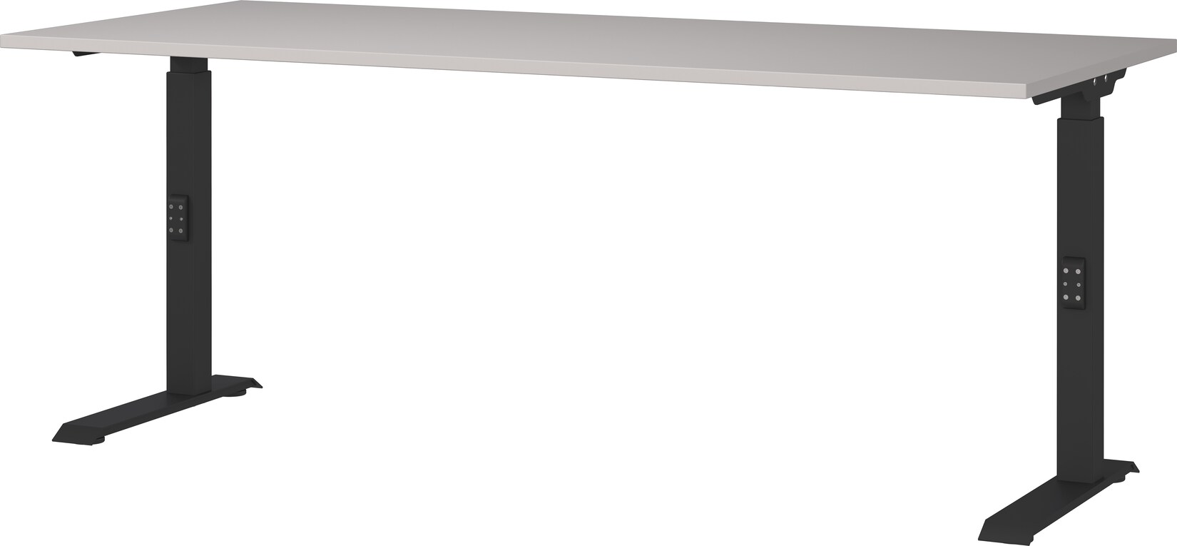 Schreibtisch höheneinstellbar "Stuttgart" 68-91cm Kaschmir/Schwarz 180x80cm, C-Fuß