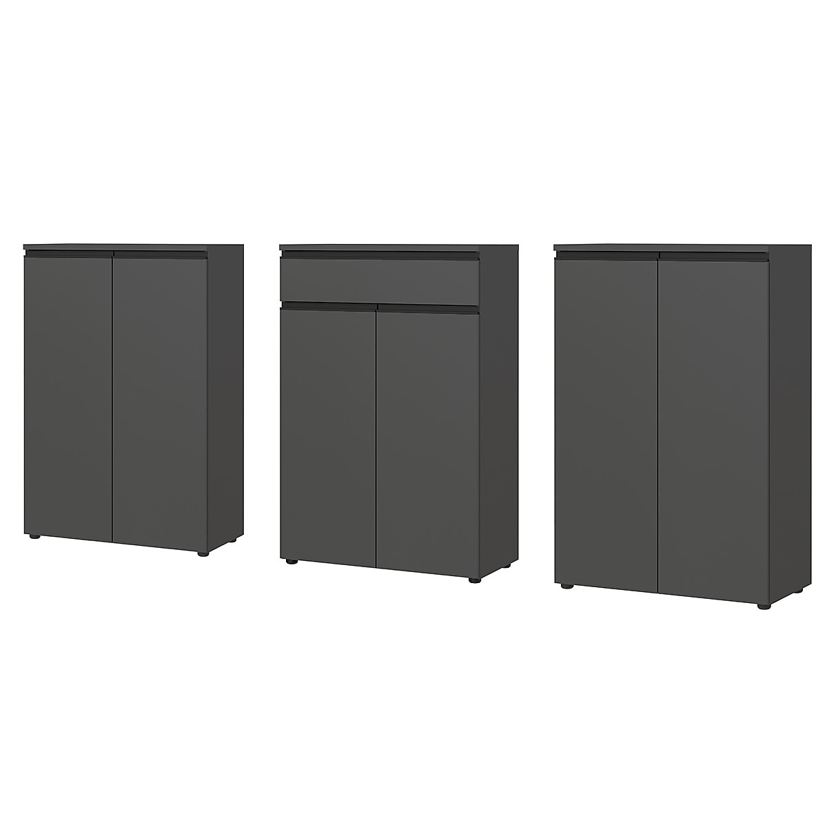 B&uuml;roschrank Set 3-teilig | Aktenschrankwand mit Schublade & Soft-Close | B&uuml;rom&ouml;bel Komplettset 273x120x40 cm Graphit  | Made in Germany Kadima Design 