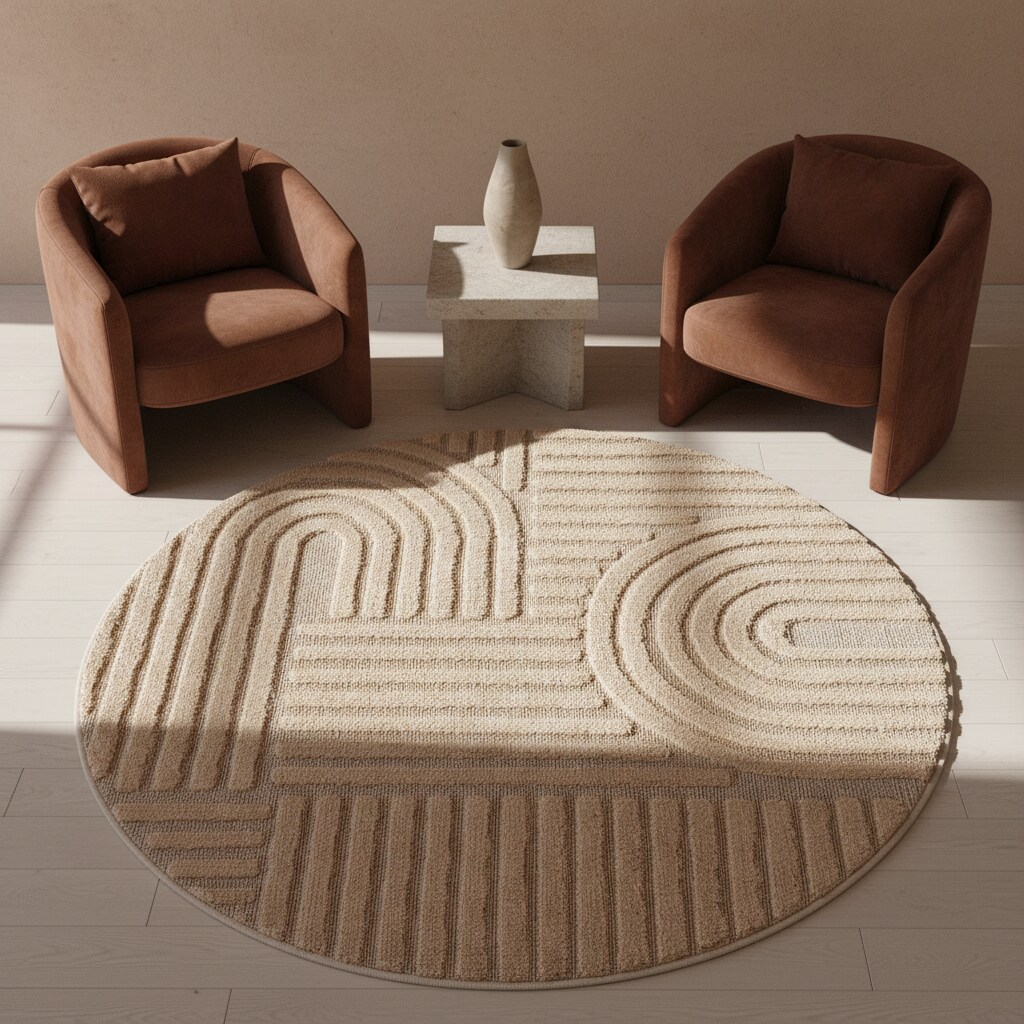 Teppich Hochflor RIGI in Rosa, im Skandi-Boho-Stil, Ø 80 cm