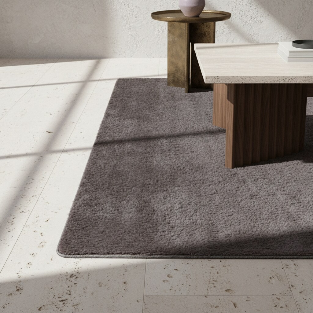 Teppich Kurzflor Waschbar ISAR in Grau, einfarbig, 60 x 100 cm