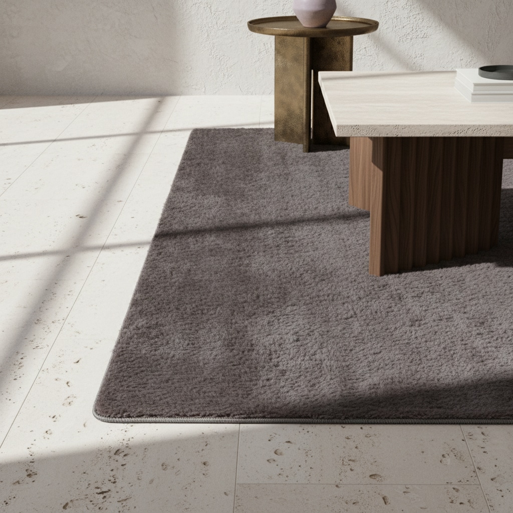 Teppich Kurzflor Waschbar ISAR in Grau, einfarbig, 80 x 250 cm
