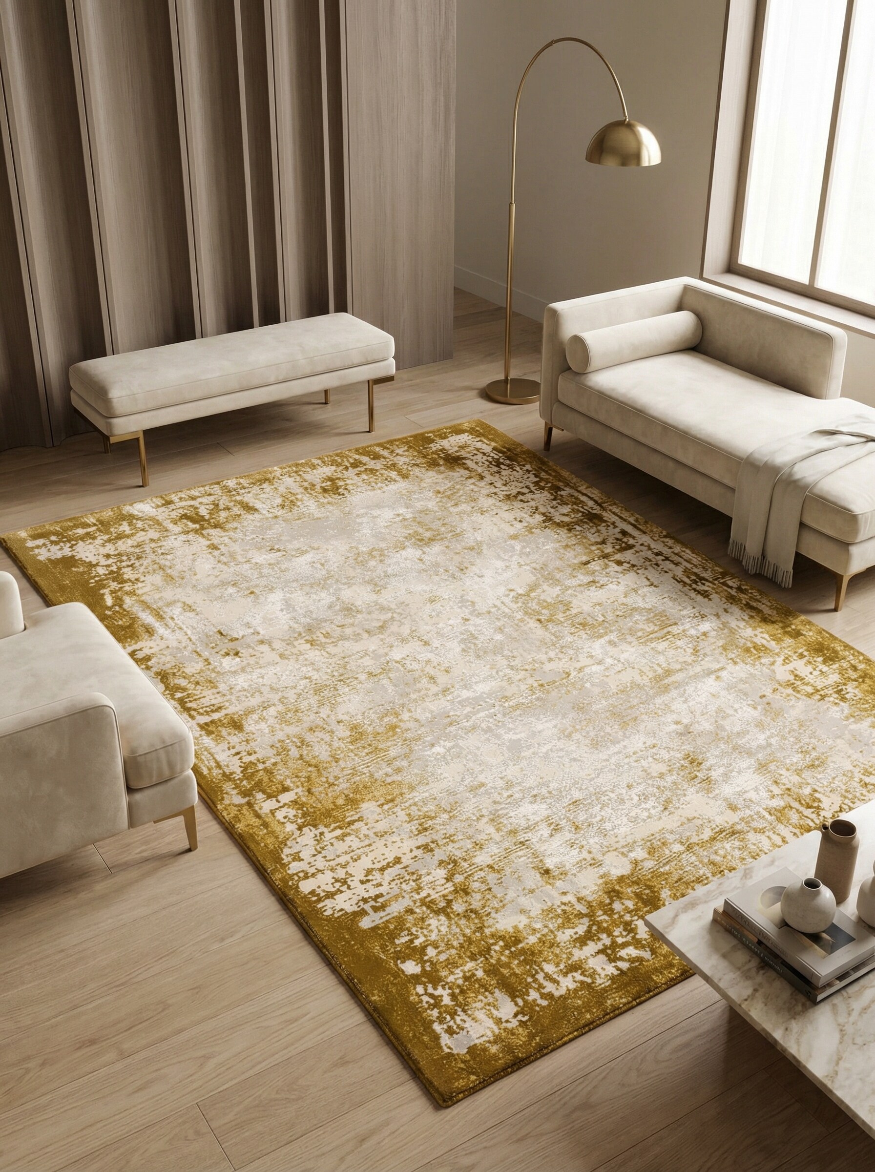 Teppich TIBER-Rieti, abstrakt, Senfgelb, 120 x 170 cm 