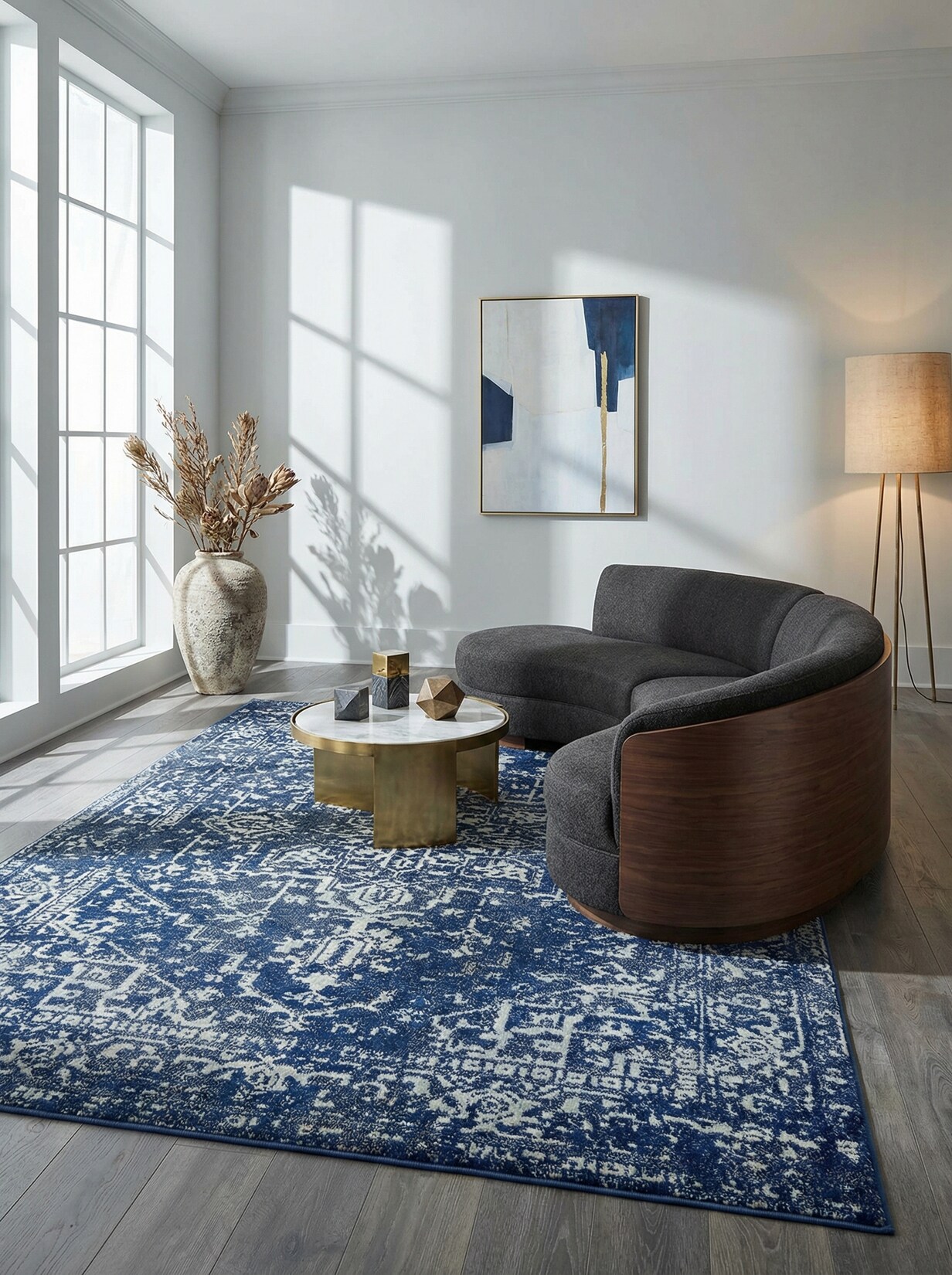 Teppich LODI-Lambro, im Vintage-Stil, Dunkelblau, 120 x 170 cm