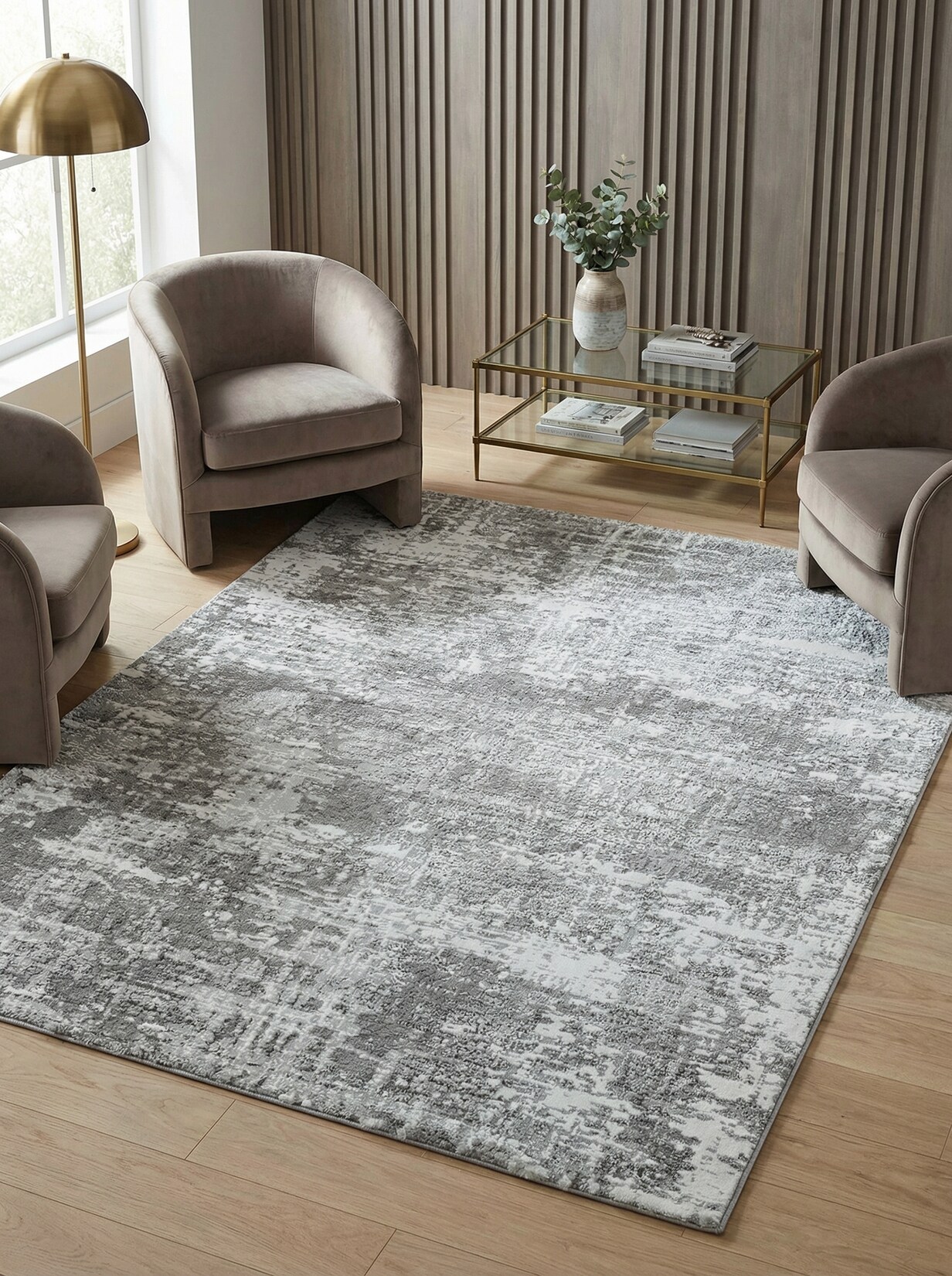 Teppich PARMA-Sorbolo, abstrakt, Silbergrau, 120 x 170 cm