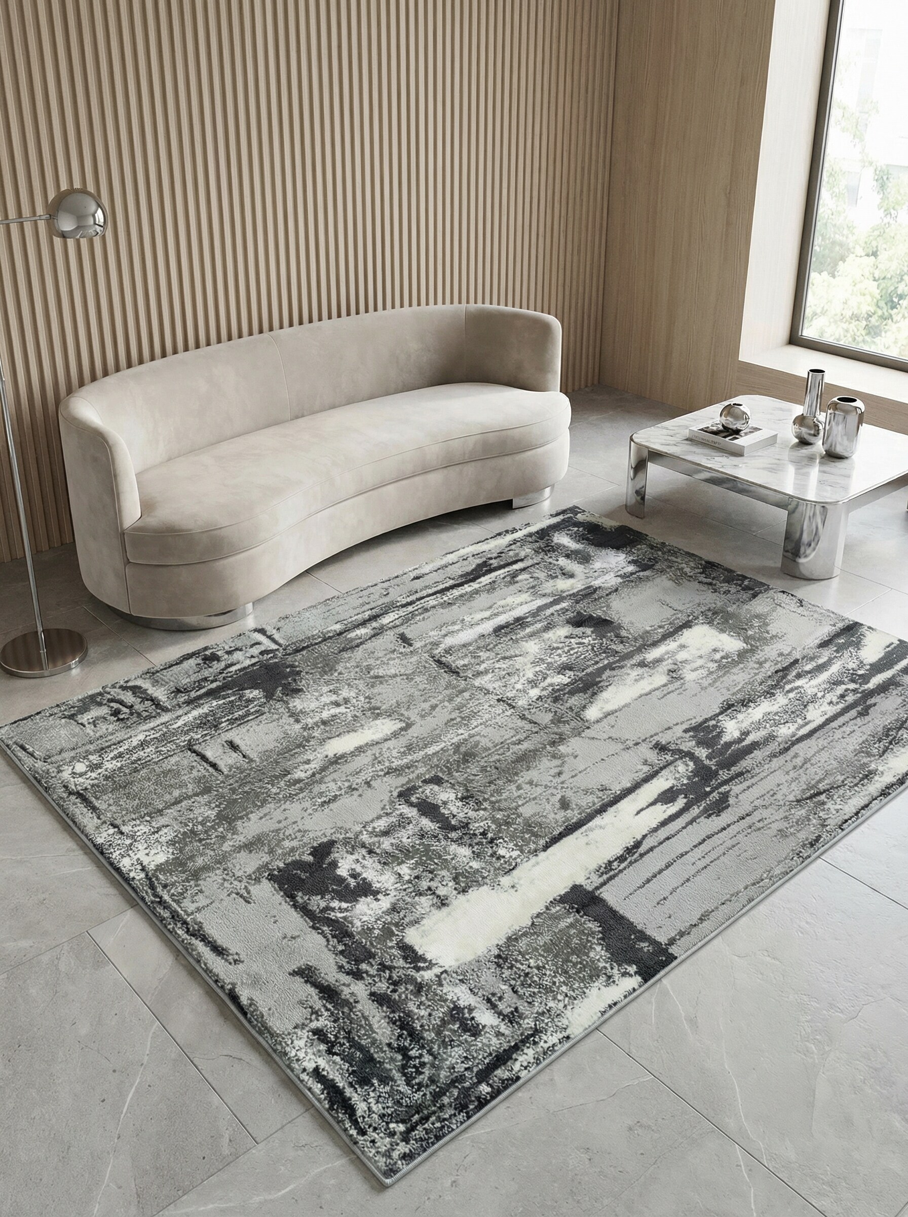 Teppich PARMA-Felino, abstrakt, Silbergrau, 160 x 230 cm 