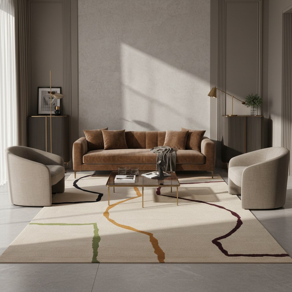 Wollteppich ELAN-Omont, geometrisch-abstrakt, Beige, 120 x 170 cm 