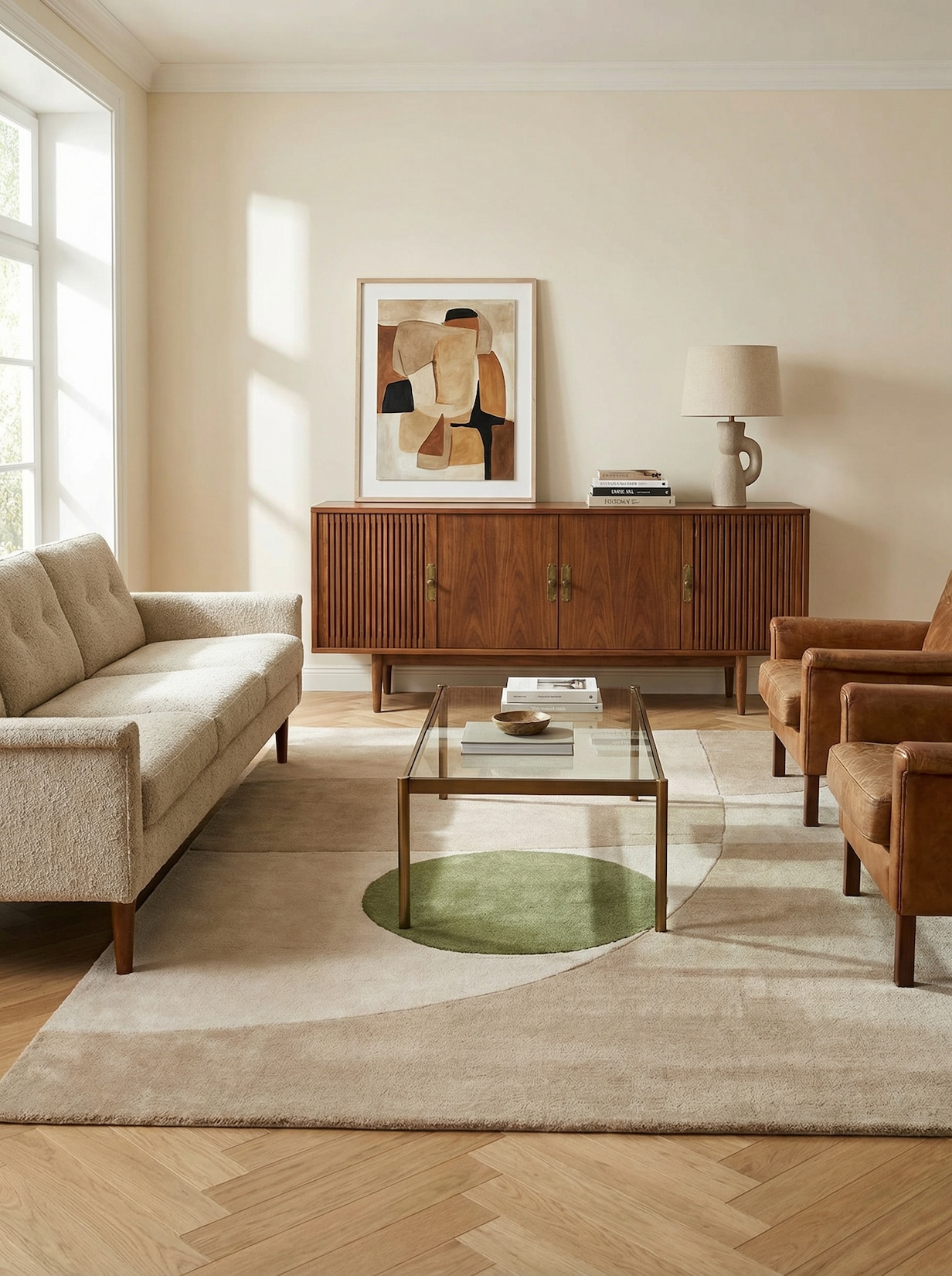 Wollteppich ELAN-Maas, geometrisch-abstrakt, Beige, 120 x 170 cm