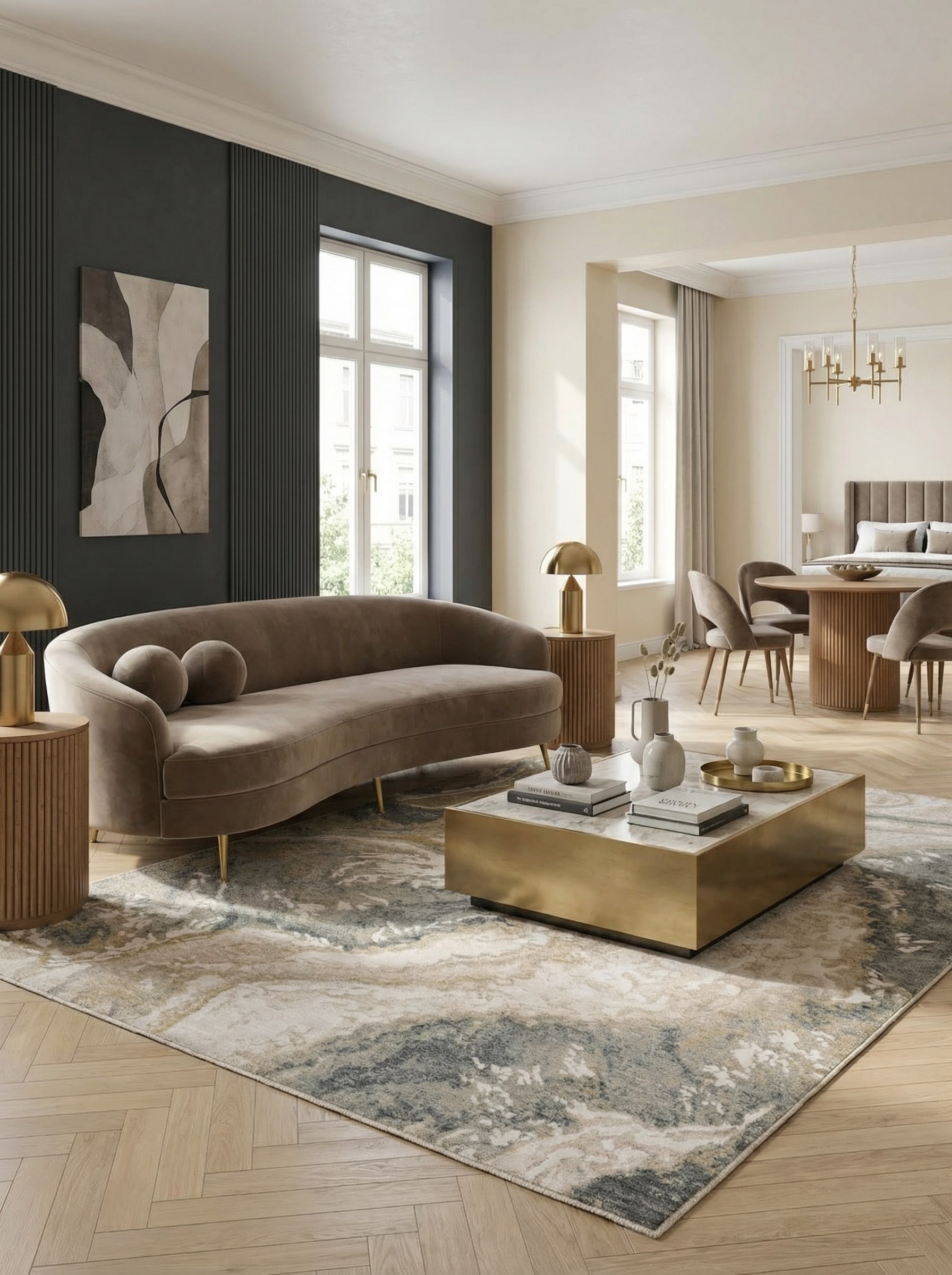 Teppich SIENA-Elsa, abstrakt, Grau-Beige, 120 x 180 cm 