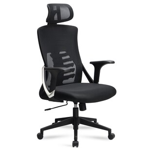 Bürostuhl Ergonomisch mit Mesh-Netzgewebe | 65x65x123 cm Drehbar | Schwarz-Silber | 4-Fach Lordose & Kopfstütze | Astra Kollektion | Kadima Design 